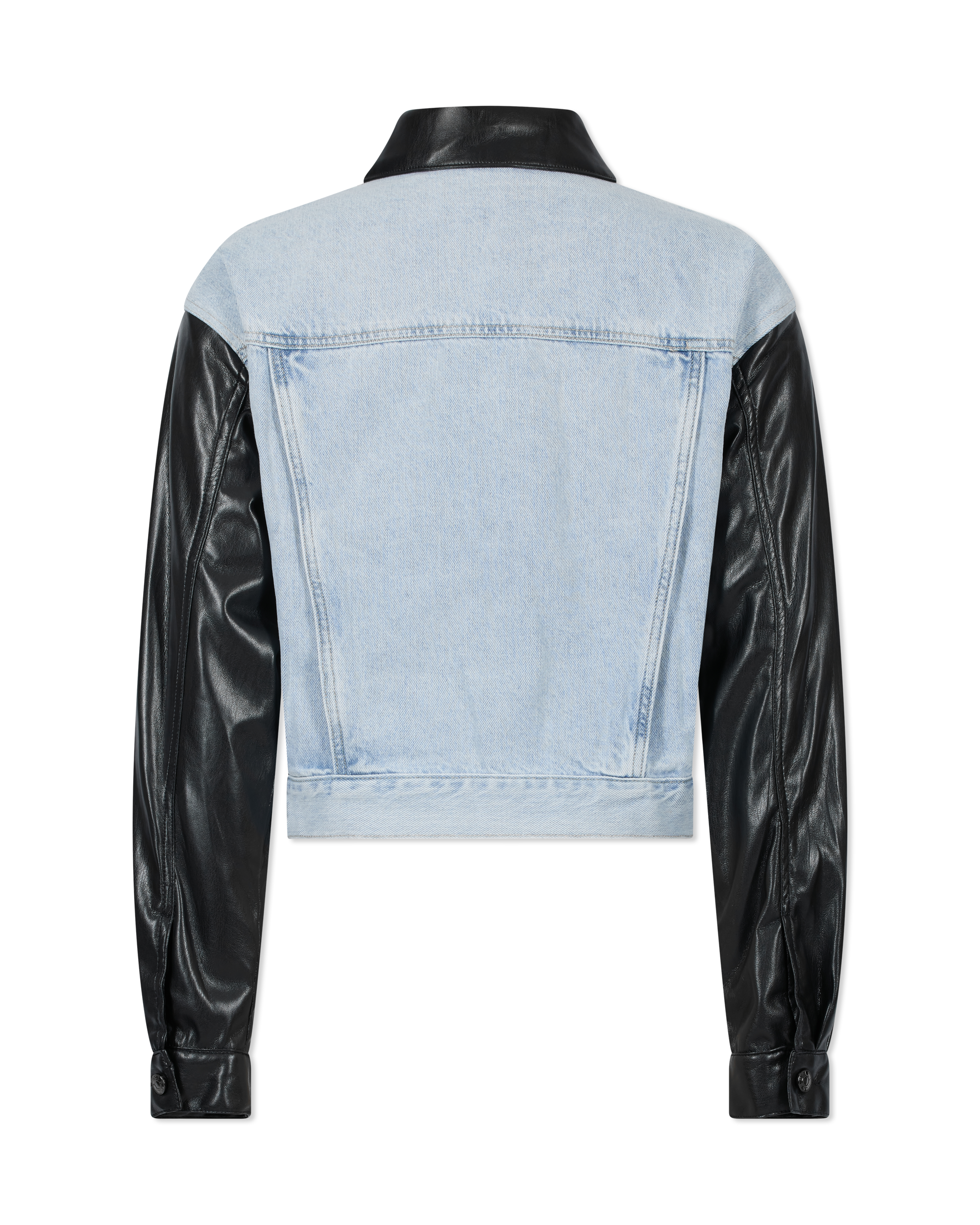 Valex Vegan Leather Combo Denim Jacket