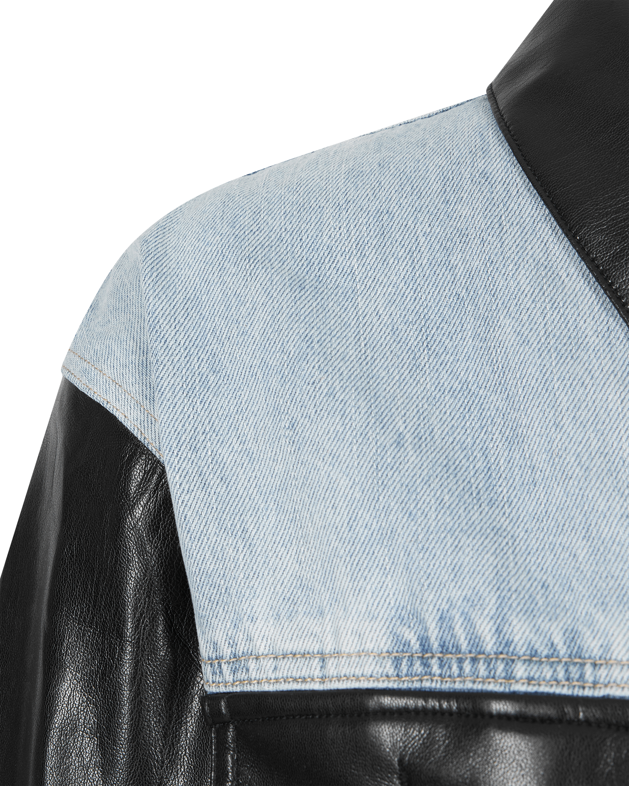 Valex Vegan Leather Combo Denim Jacket