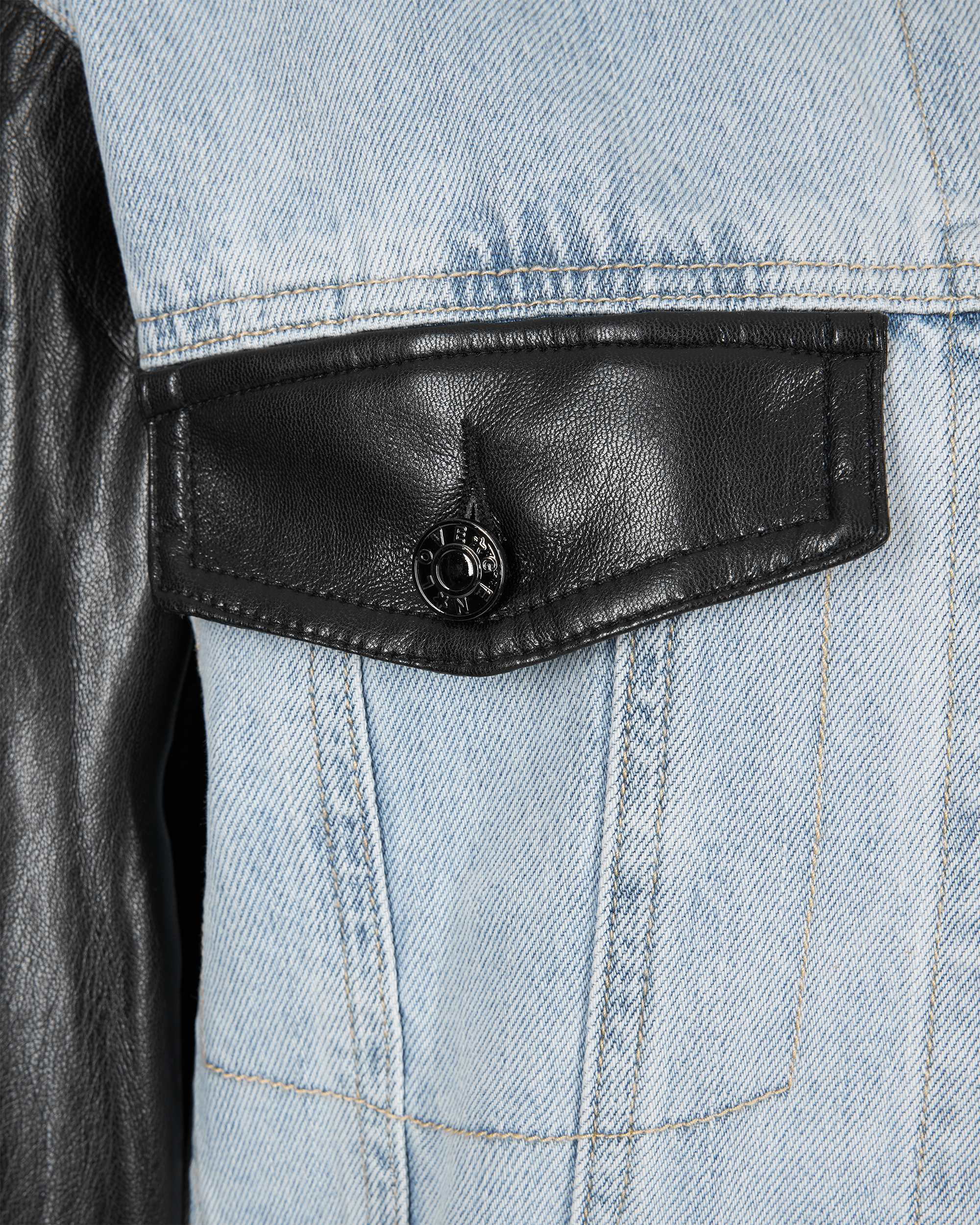 Valex Vegan Leather Combo Denim Jacket