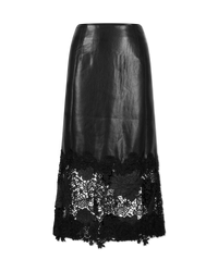 Chantira Vegan Leather Guipure Combo Skirt - DIHSAN
