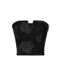 Rumi Vegan Leather Guipure Bustier Top - DIHSAN