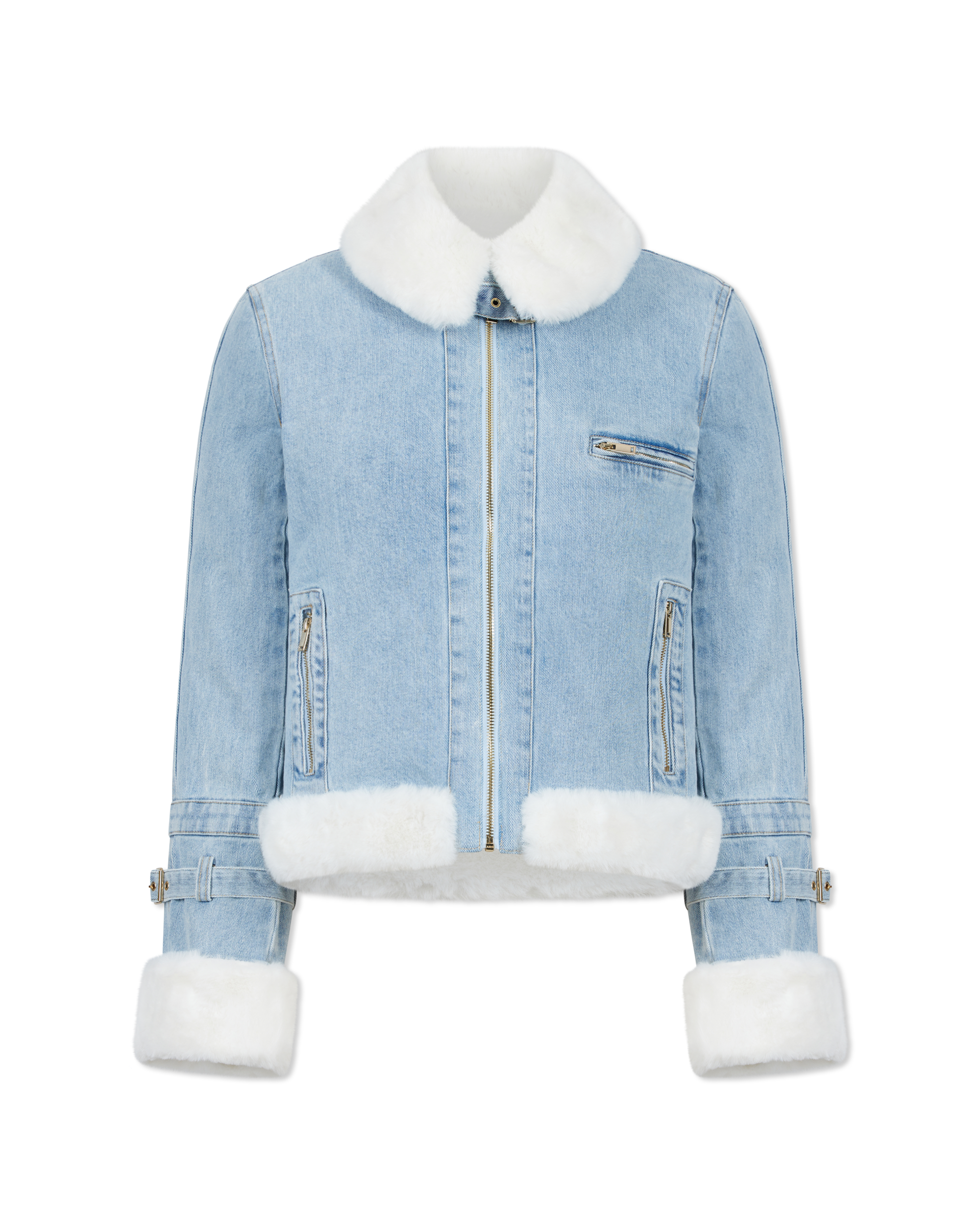 Jude Denim Faux Fur Combo Jacket - DIHSAN