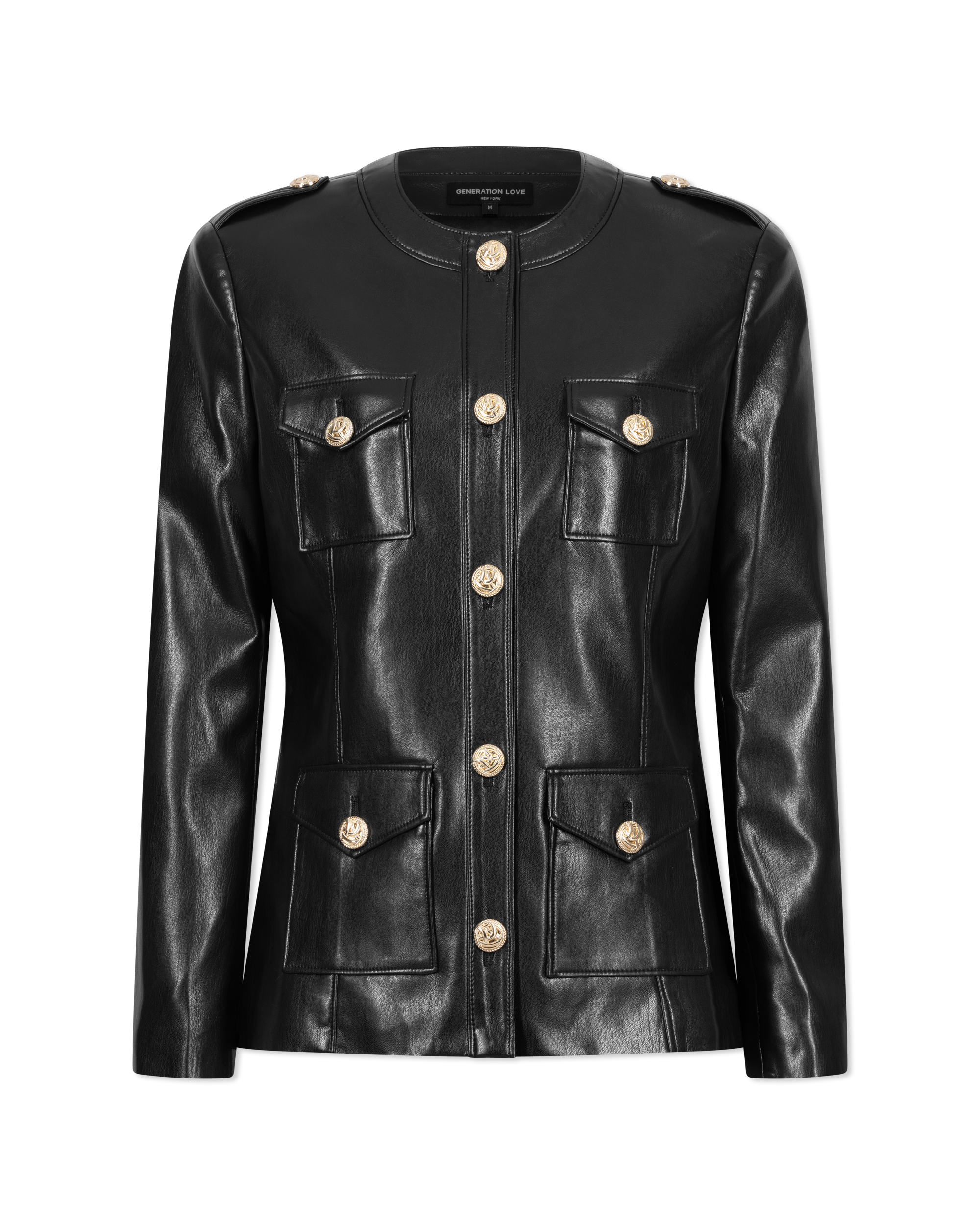 Larsine Vegan Leather Blazer - DIHSAN