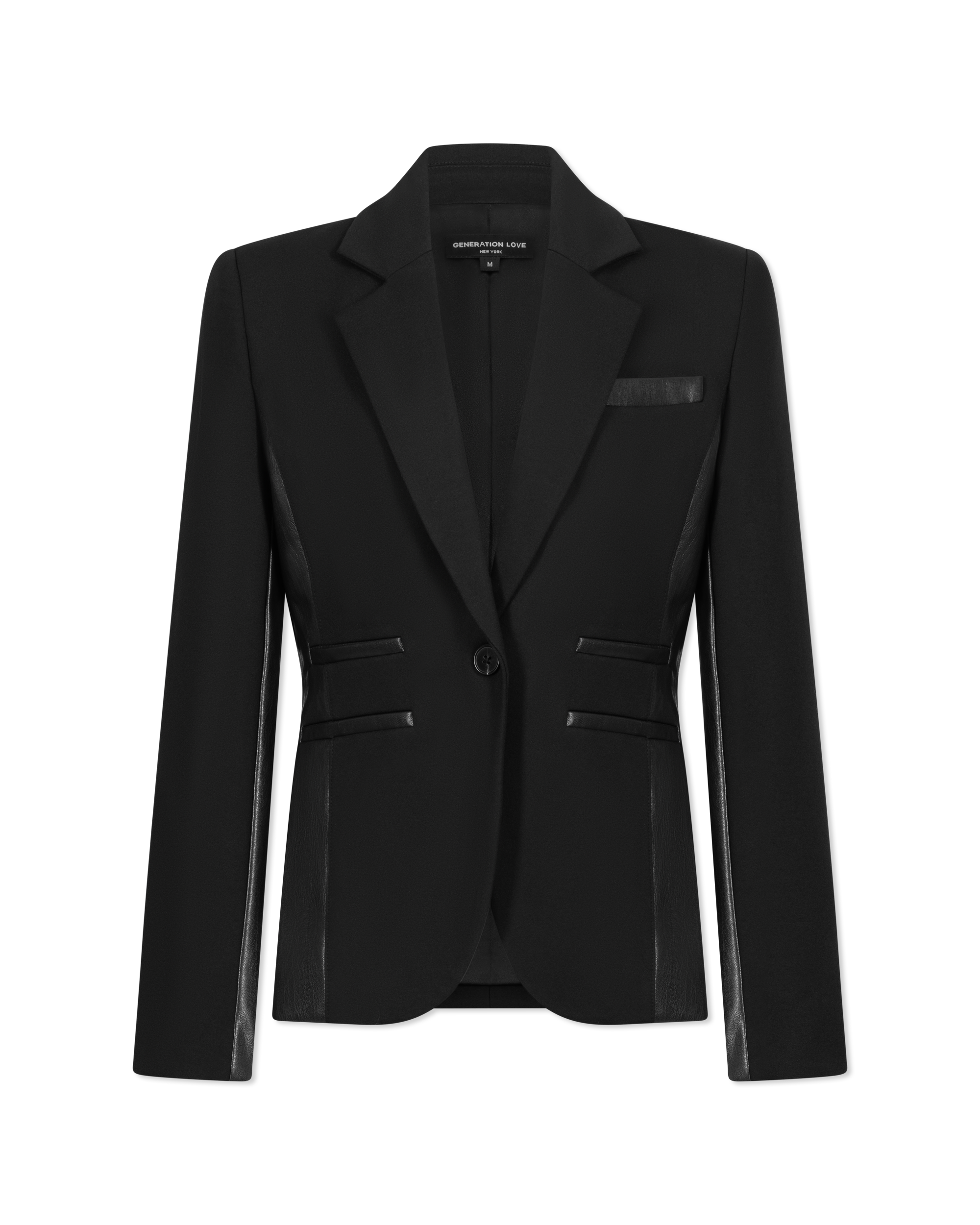 Gayle Vegan Leather Ponto Combo Blazer - DIHSAN