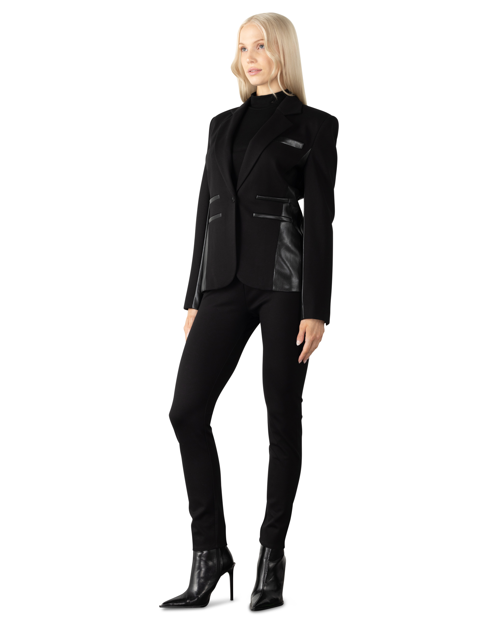 Gayle Vegan Leather Ponto Combo Blazer