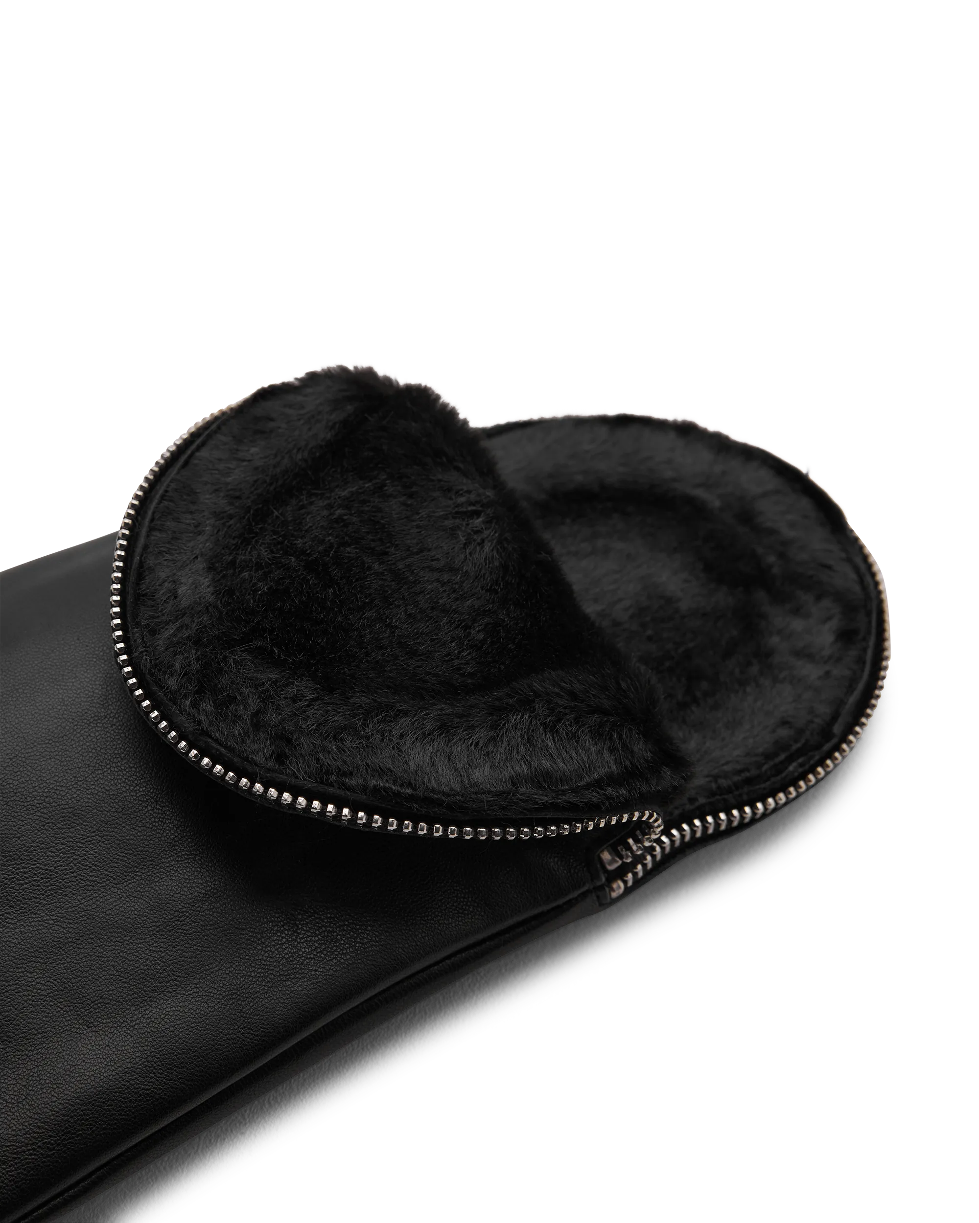 Black Leather Soia & Kyo Betrice Faux Shearling Lined Leather Mittens by SOIA & KYO | DIHSAN