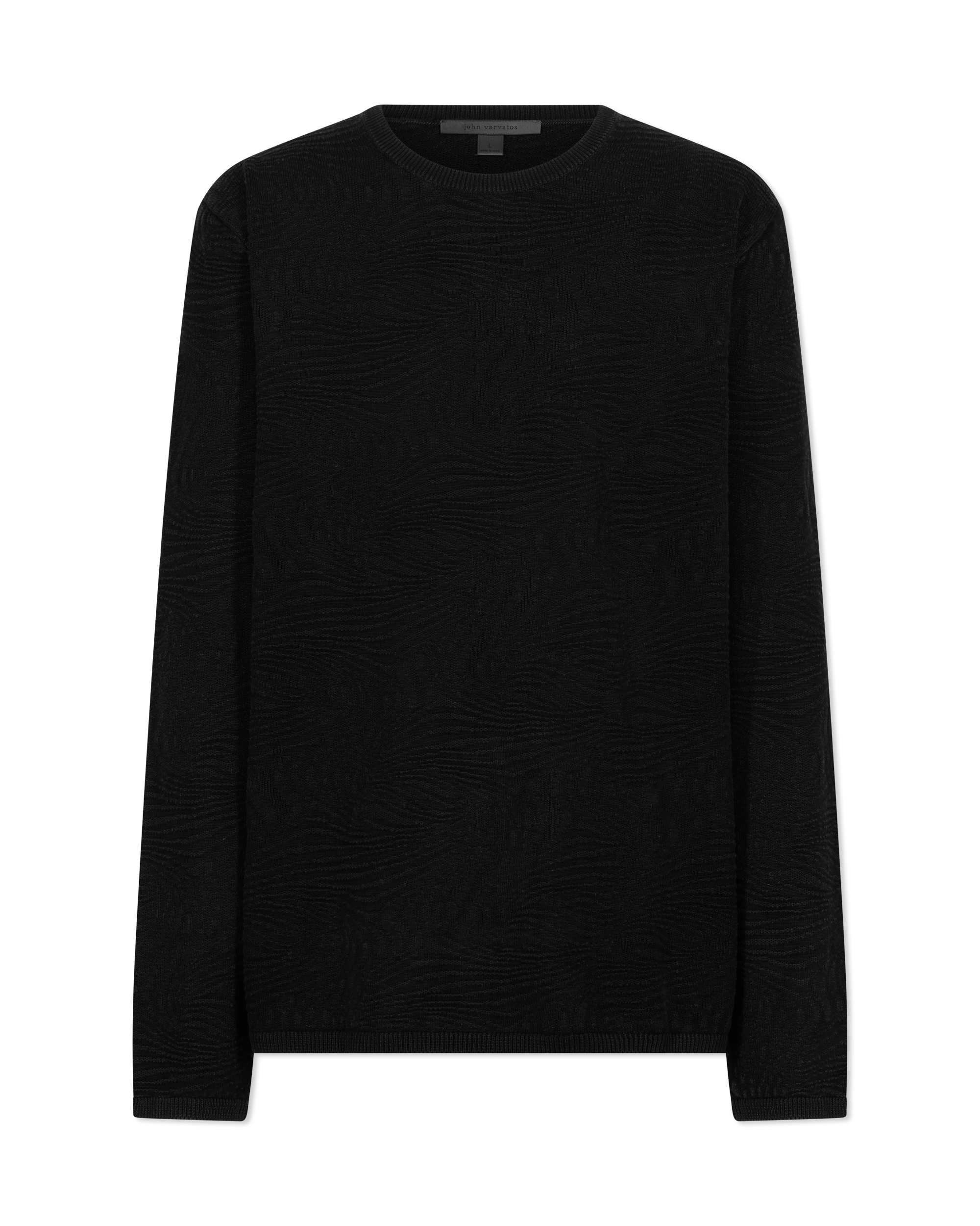 Long Sleeve Wave Texture Crewneck Sweater