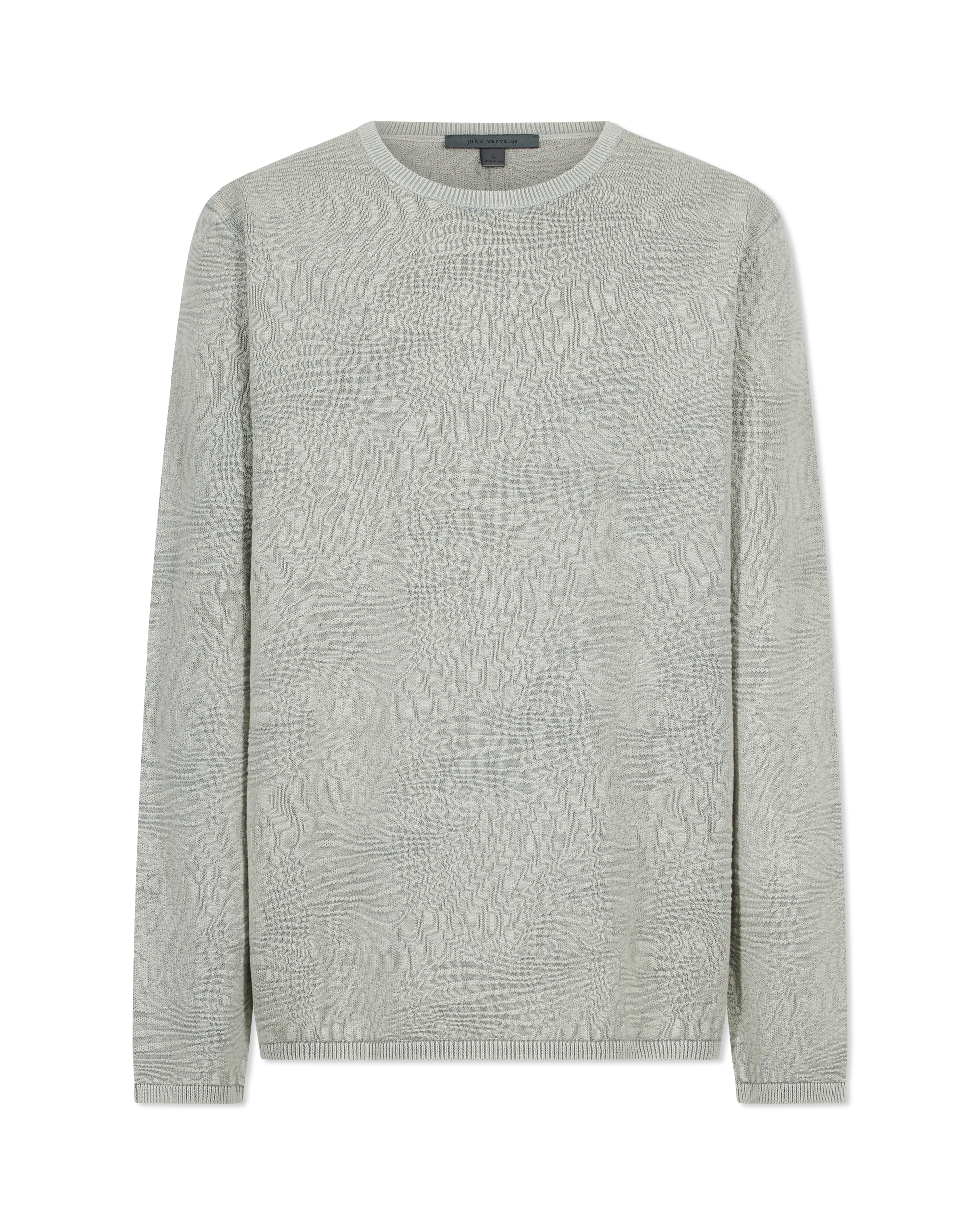 Long Sleeve Wave Texture Crewneck Sweater - DIHSAN