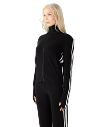 Side Stripe Turtle Neck Zip Up Jacket