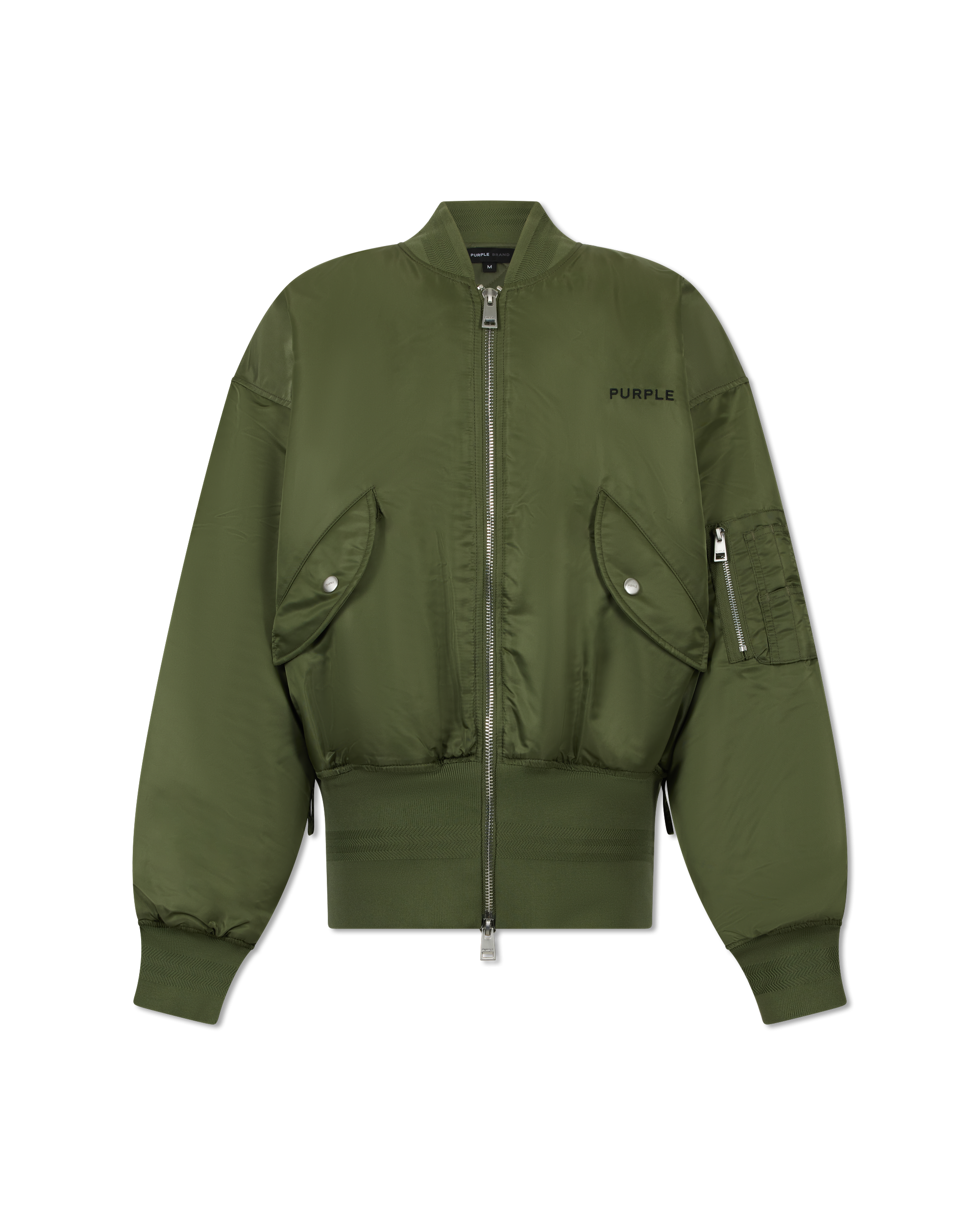 Satin Zip Front Bomber - DIHSAN