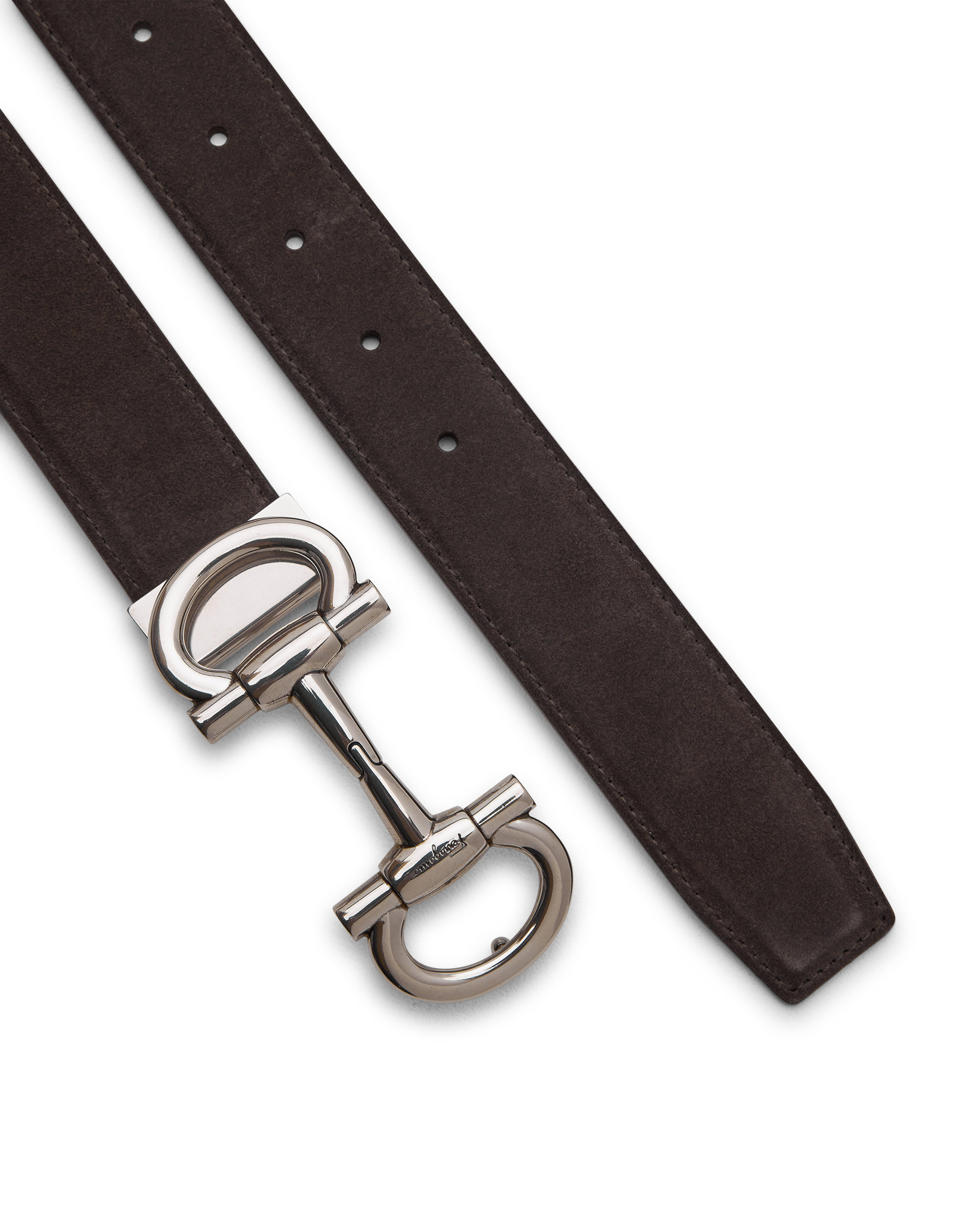 Double Gancini Suede Belt - DIHSAN