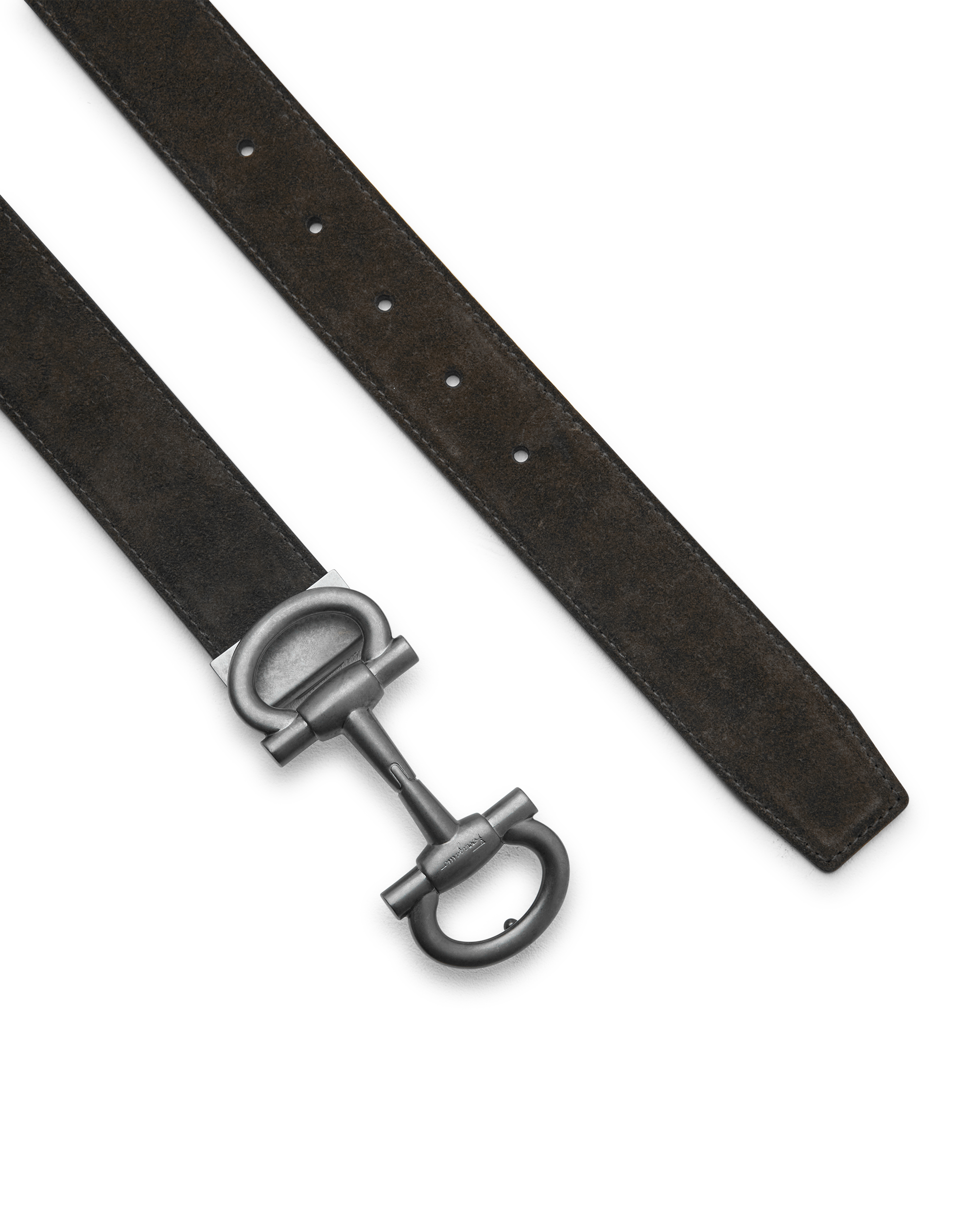 Double Gancini Suede Belt - DIHSAN