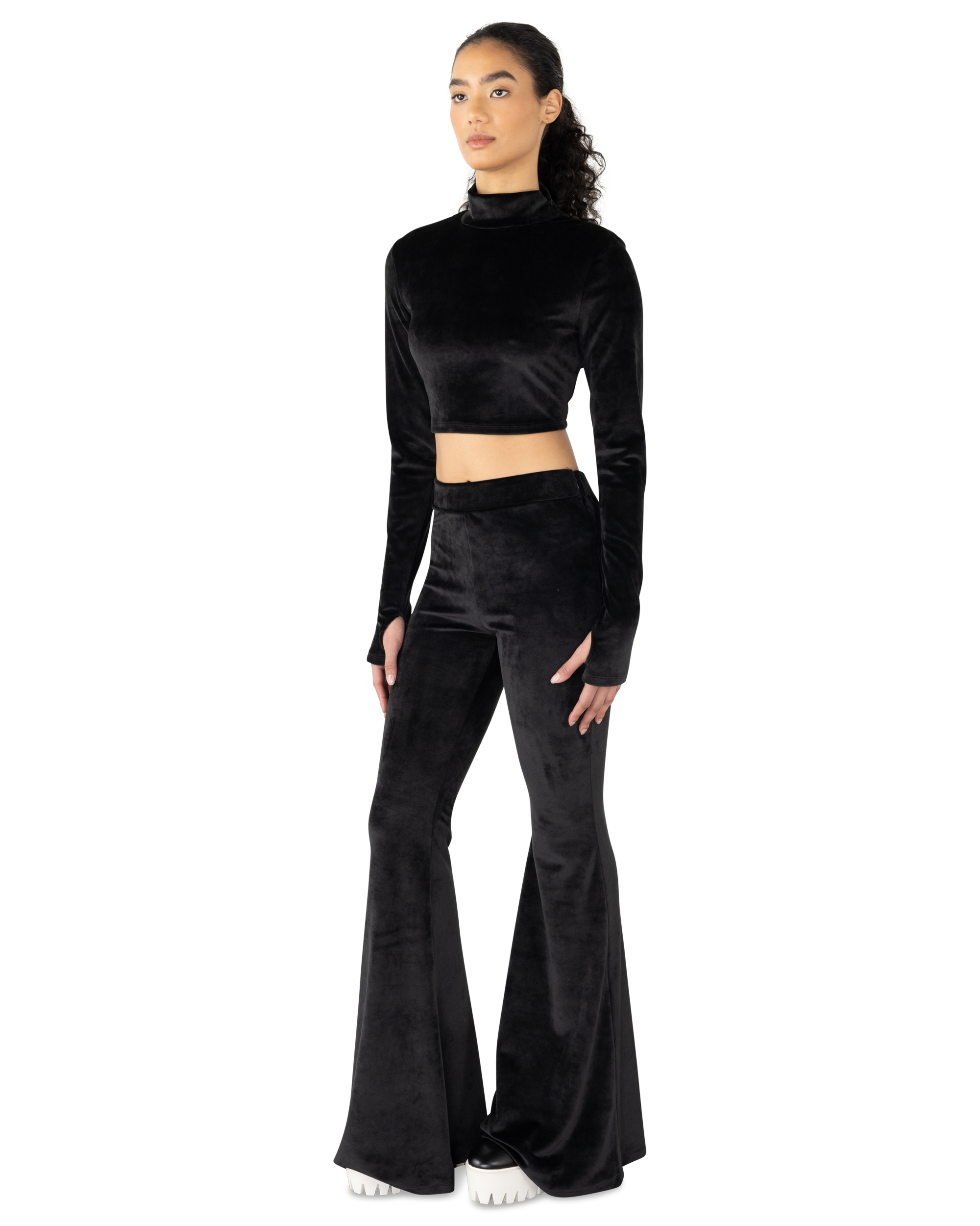 Velvet Choker Flare Trousers