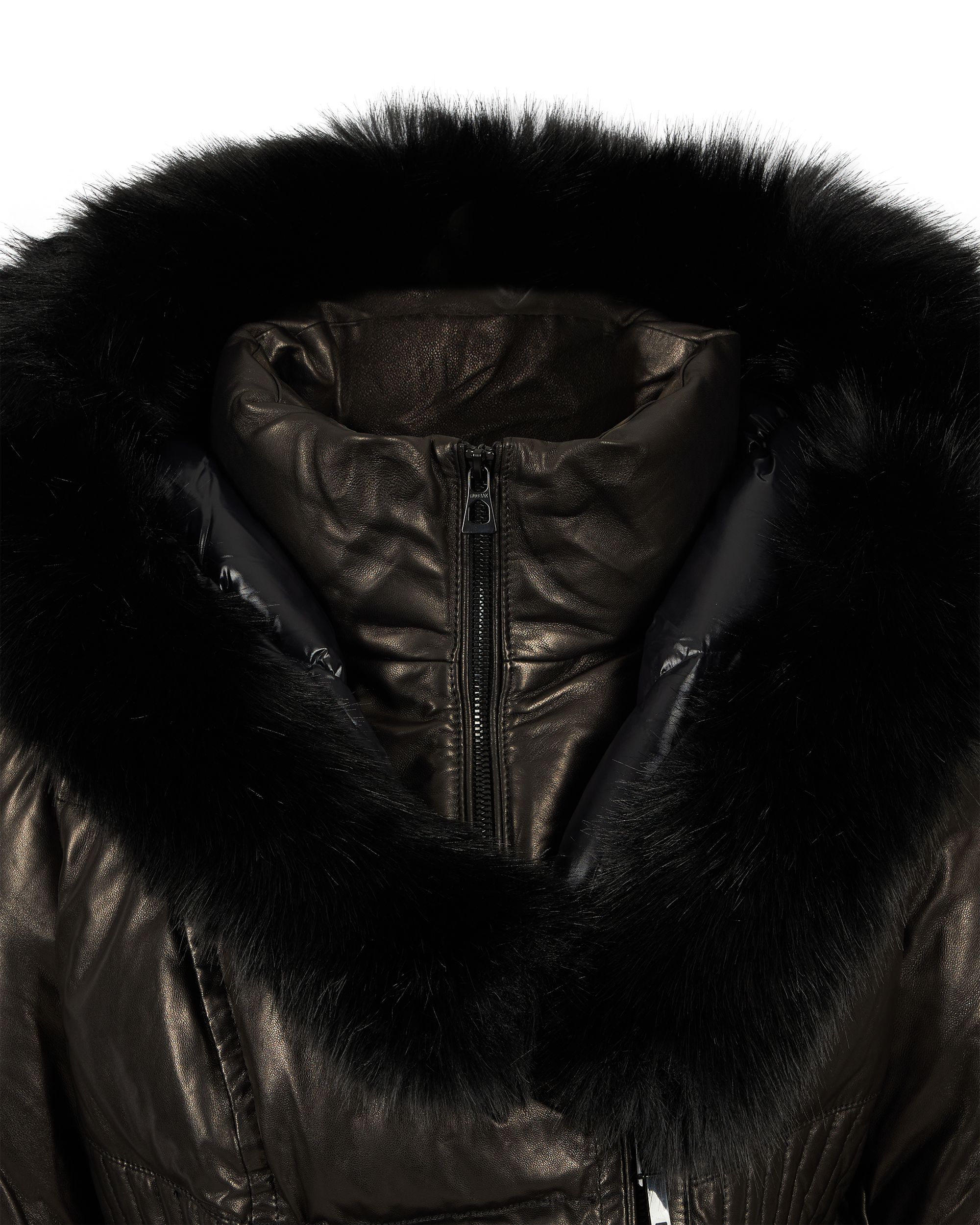 Shauna X Leather & Fur Down Puffer