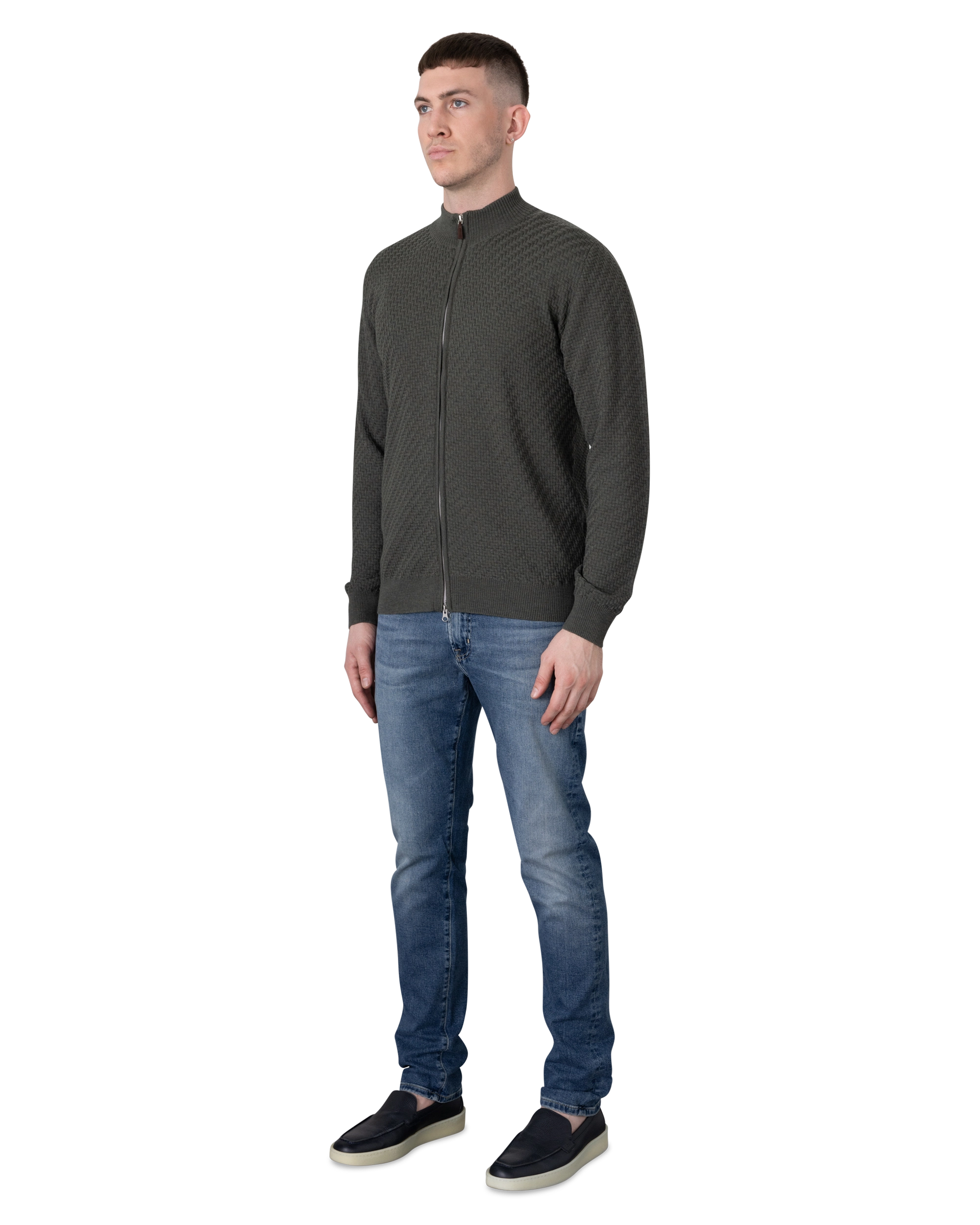 Light Gauge Structured Zipped Cardigan