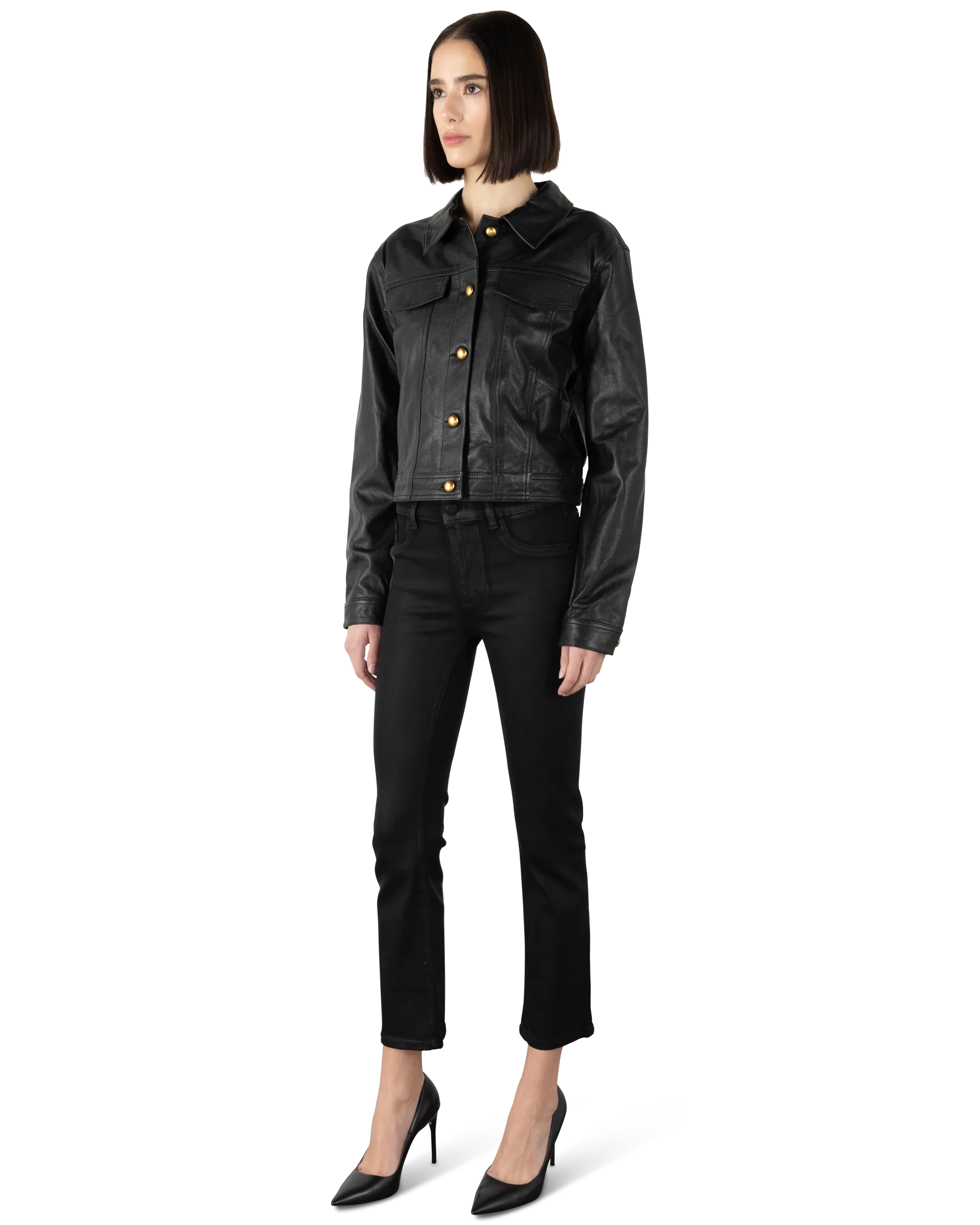 Vika Cropped Leather Jacket