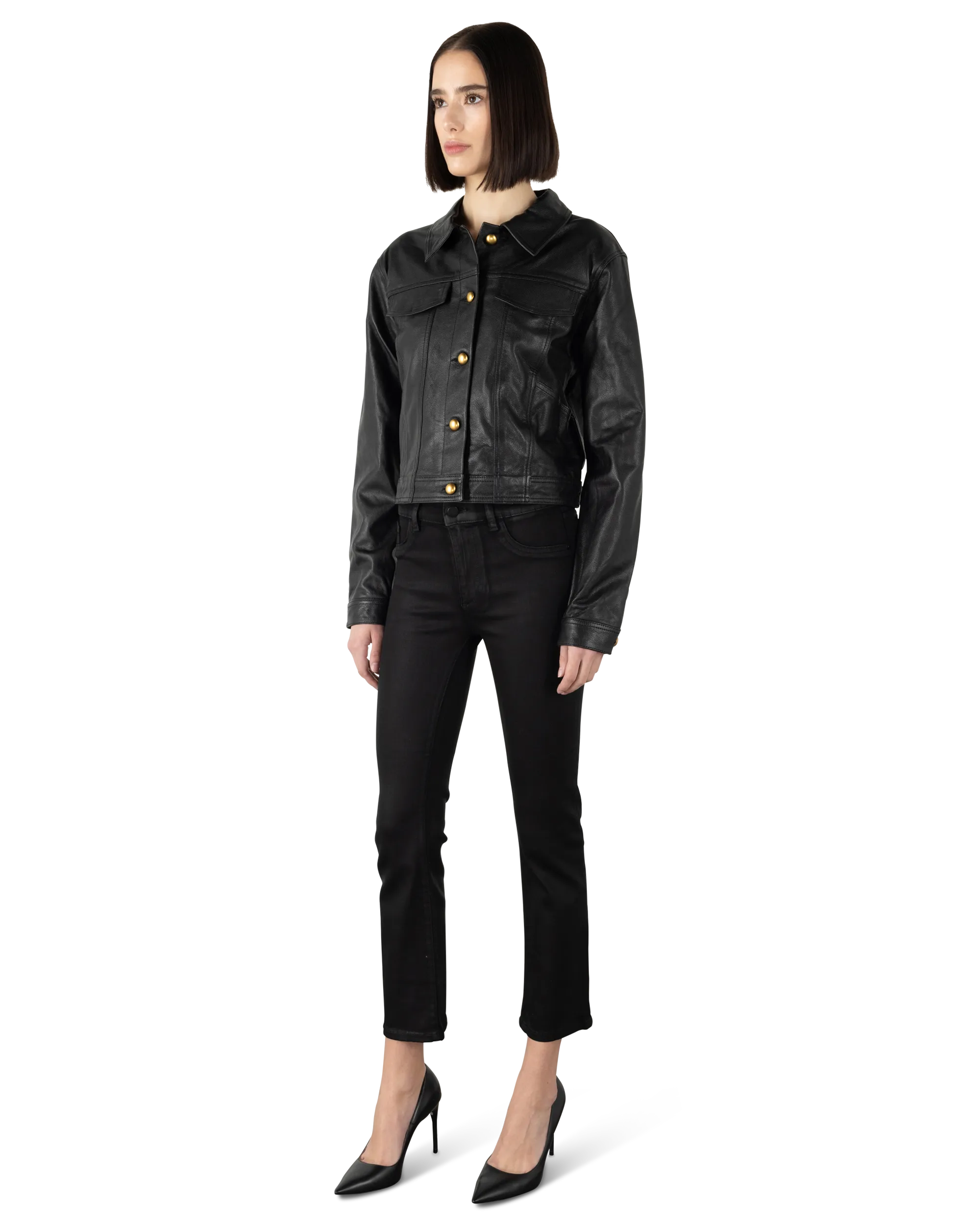 Vika Cropped Leather Jacket