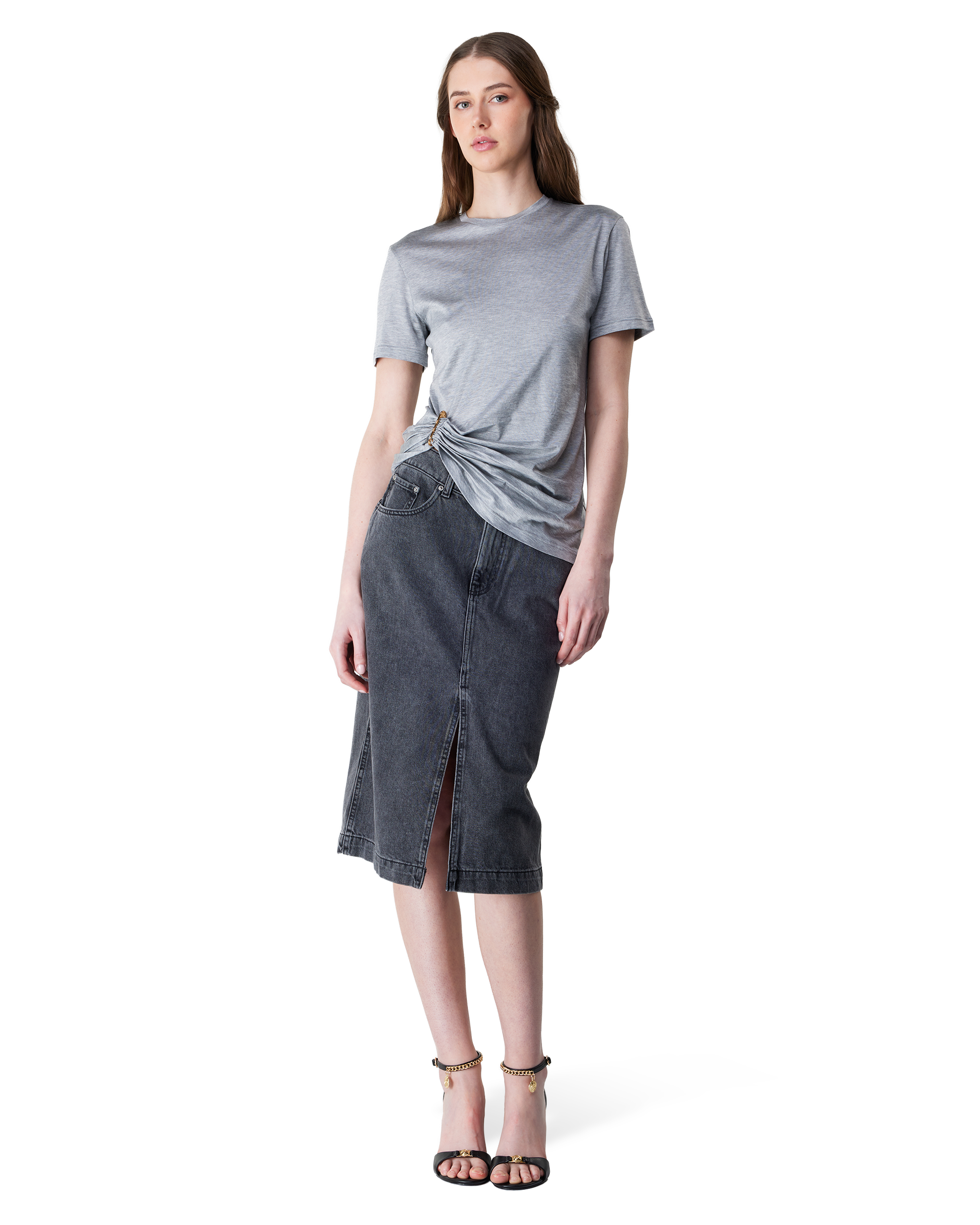 DL1961 Lexie High Rise Midi Denim Skirt