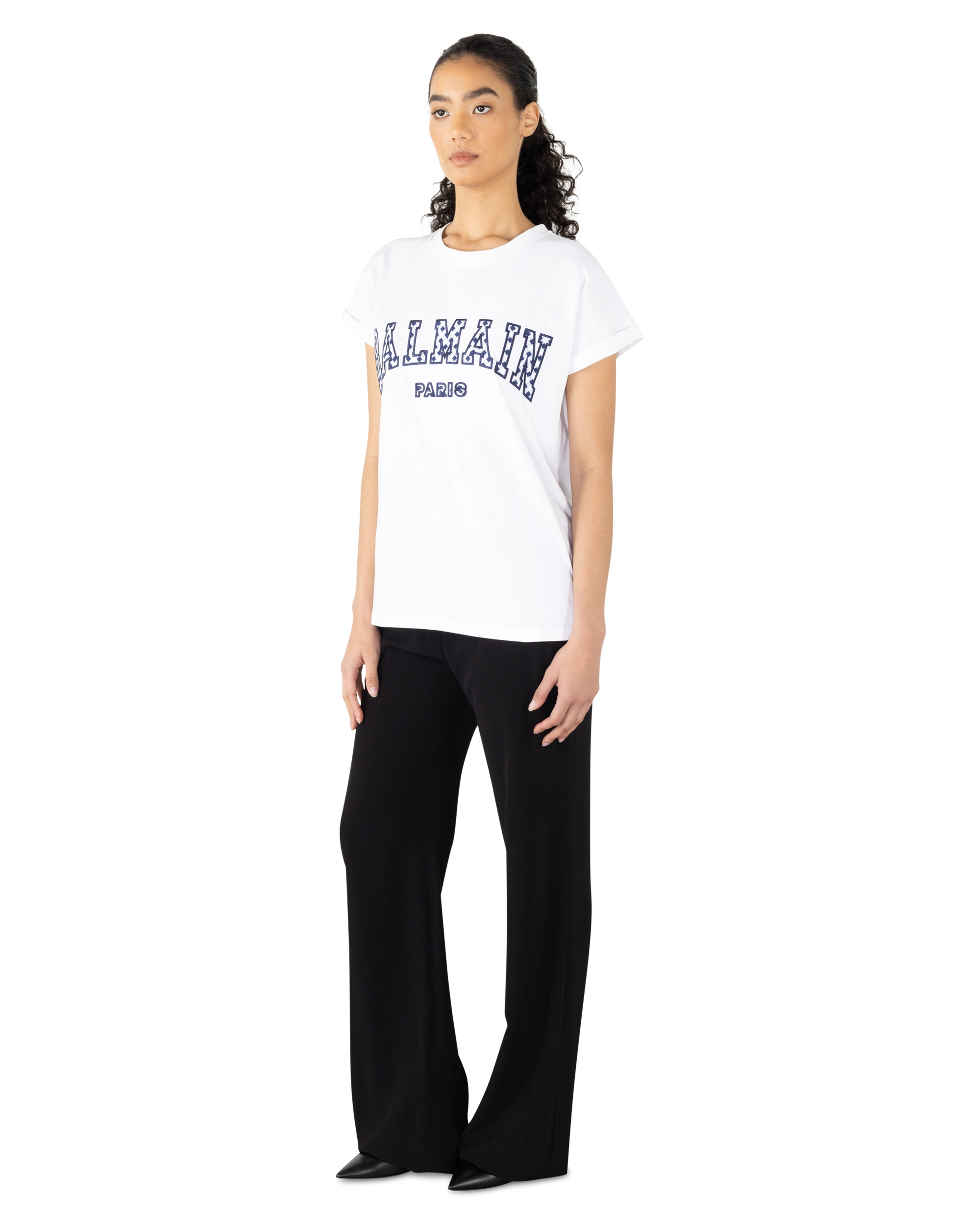 Gingham Lettering Balmain Paris T-Shirt