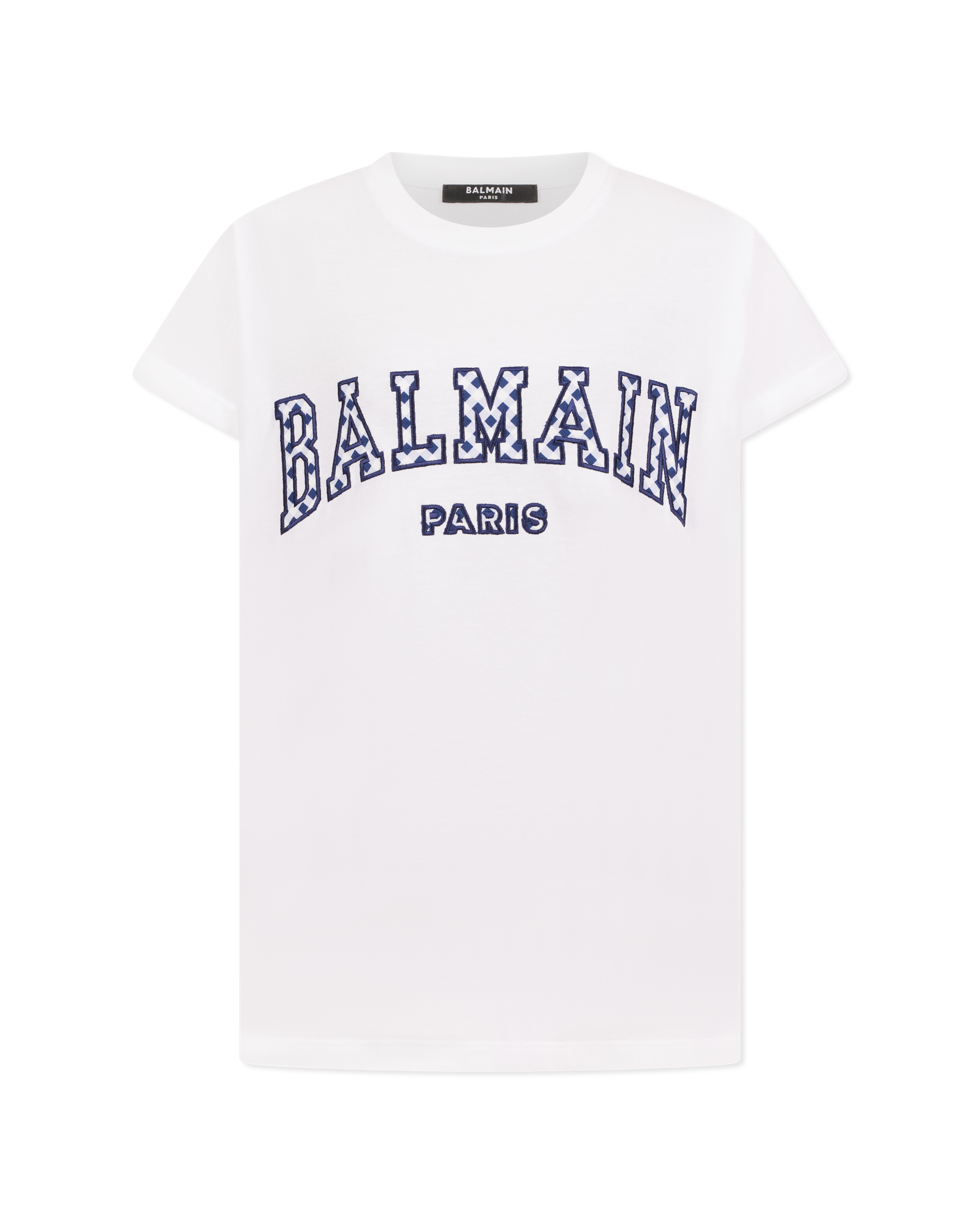 Gingham Lettering Balmain Paris T-Shirt - DIHSAN