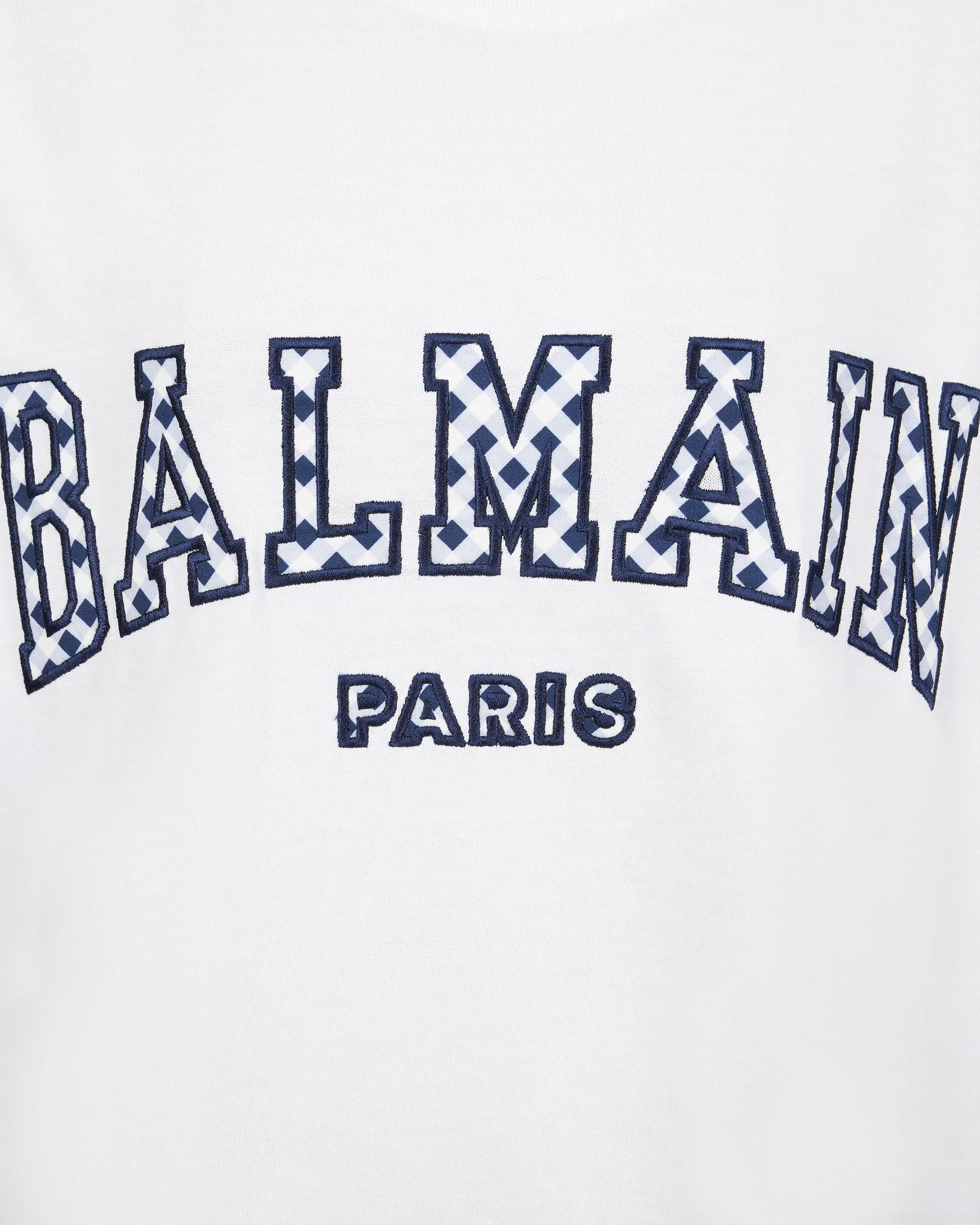 Gingham Lettering Balmain Paris T-Shirt - DIHSAN