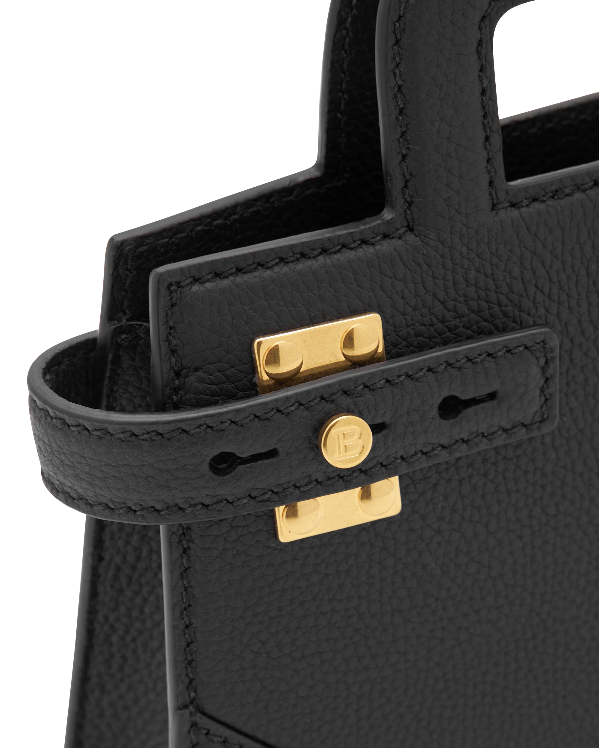 Small B-Buzz Grained Leather Top Handle Bag - DIHSAN