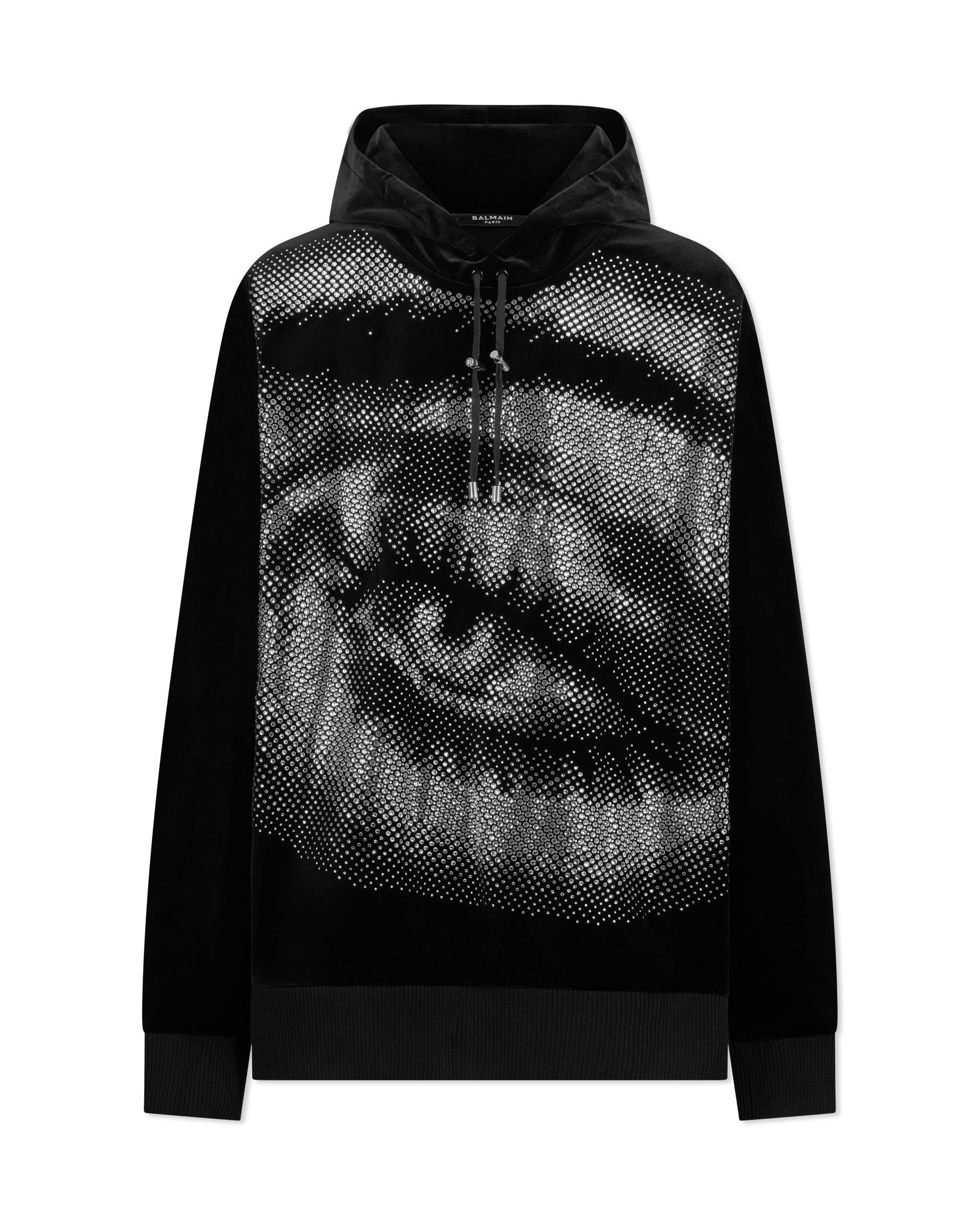 Velvet & Rhinestone Eye Hoodie - DIHSAN