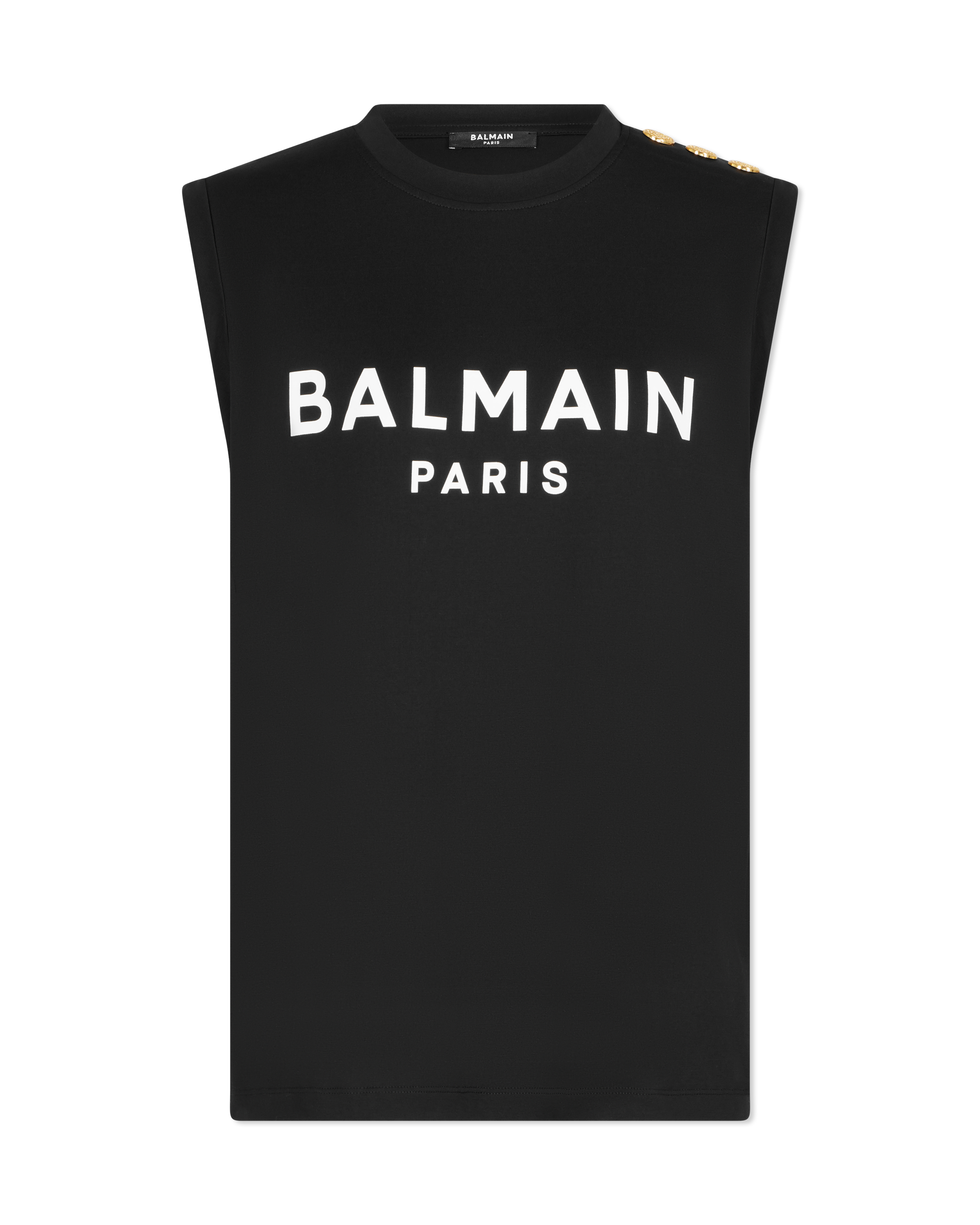 3 Button Balmain Paris Printed Tank Top