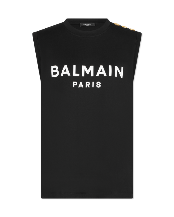 3 Button Balmain Paris Printed Tank Top