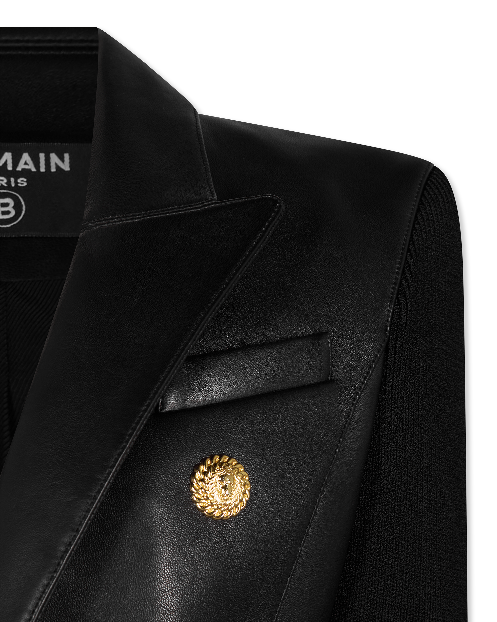 6 Button Knit Lambskin Leather Jacket