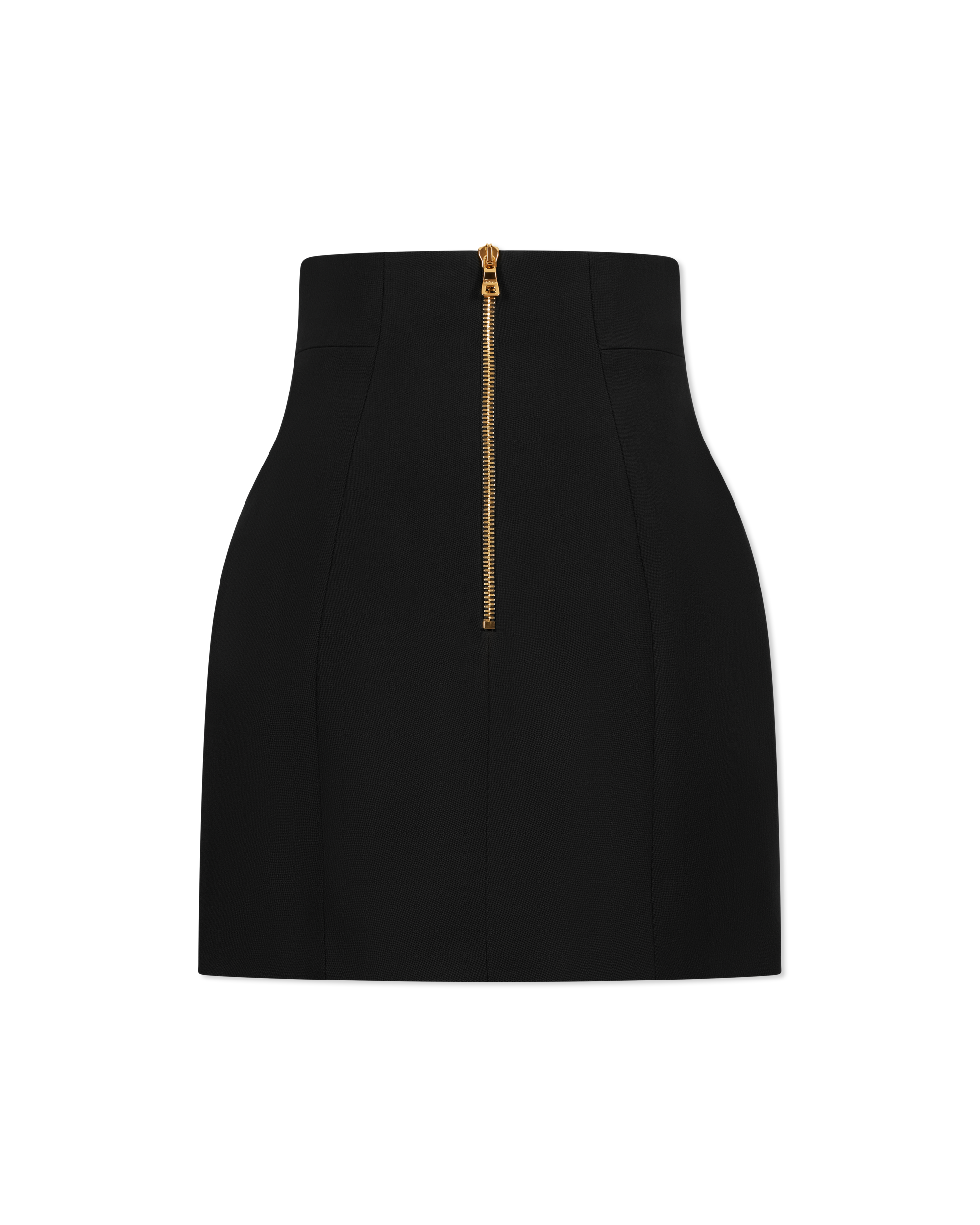 High Waisted 4 Button Wool Mini Skirt - DIHSAN