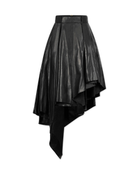 Asymmetrical Pleated Midi Leather Skirt - DIHSAN