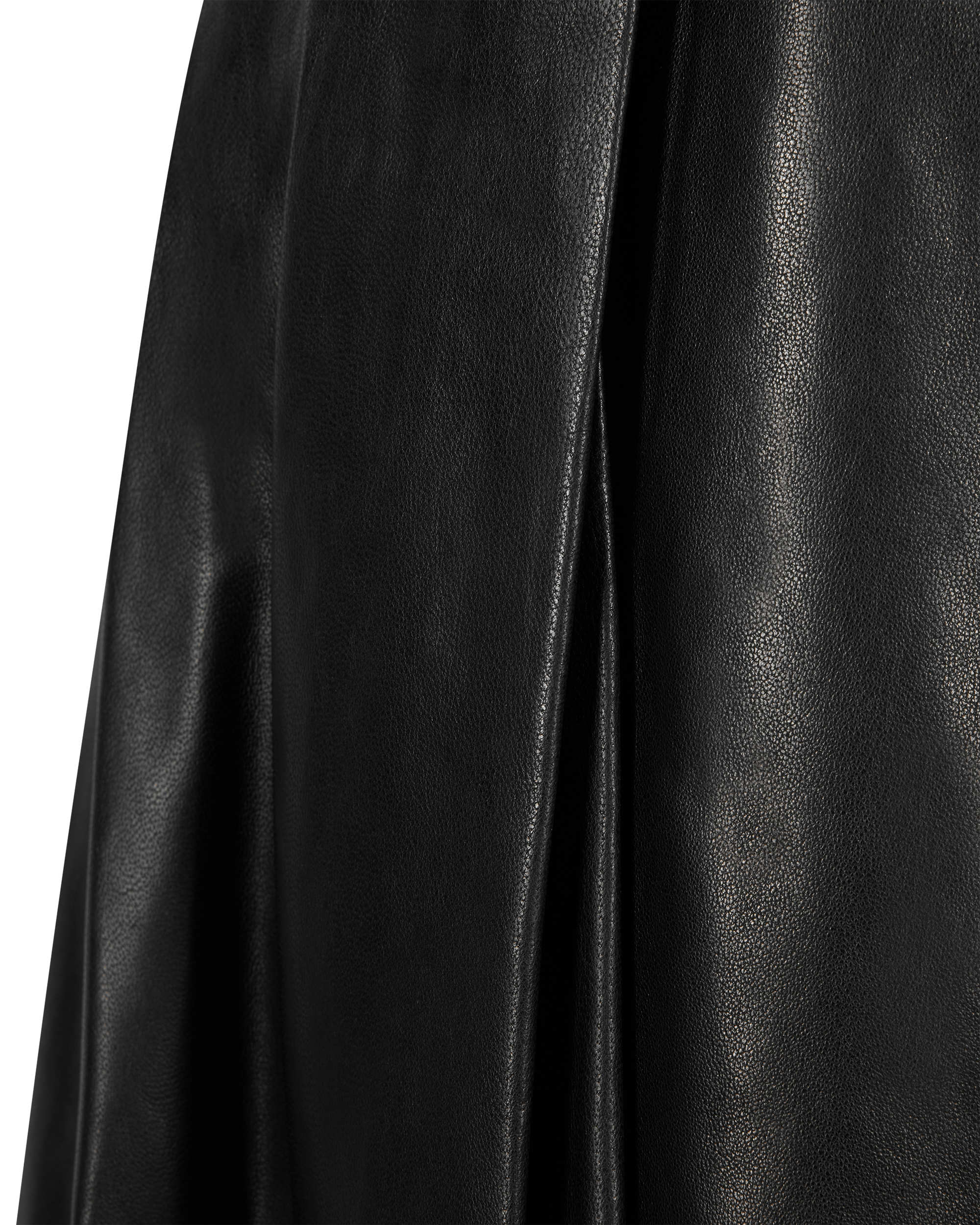 Asymmetrical Pleated Midi Leather Skirt - DIHSAN