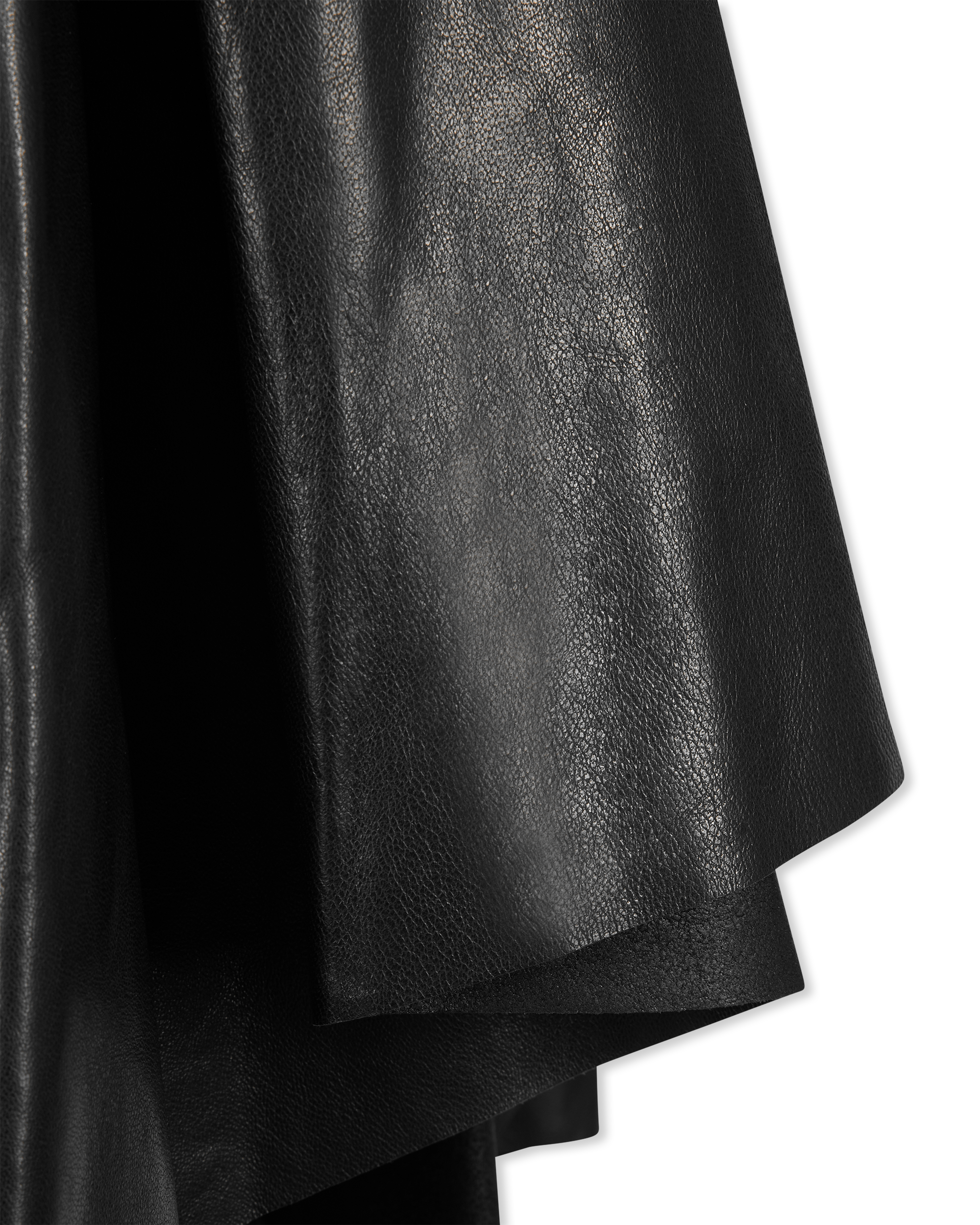 Asymmetrical Pleated Midi Leather Skirt - DIHSAN