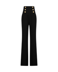 High Waisted 6 Button Crepe Wide-Leg Trousers - DIHSAN