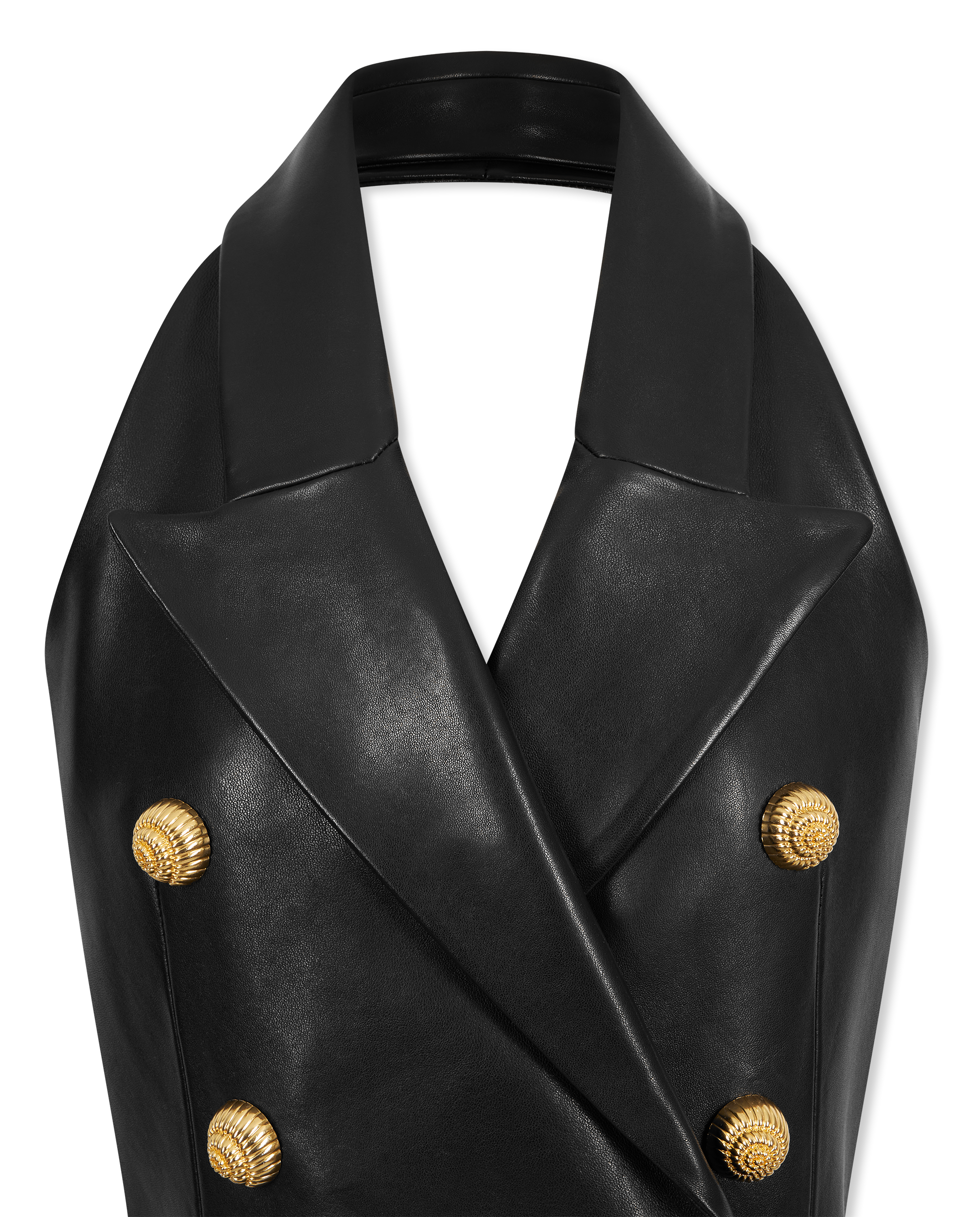 Lambskin Leather Halterneck Mini Dress - DIHSAN