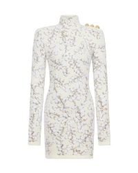 Redcurrant Jacquard Velvet Knit Mini Dress - DIHSAN