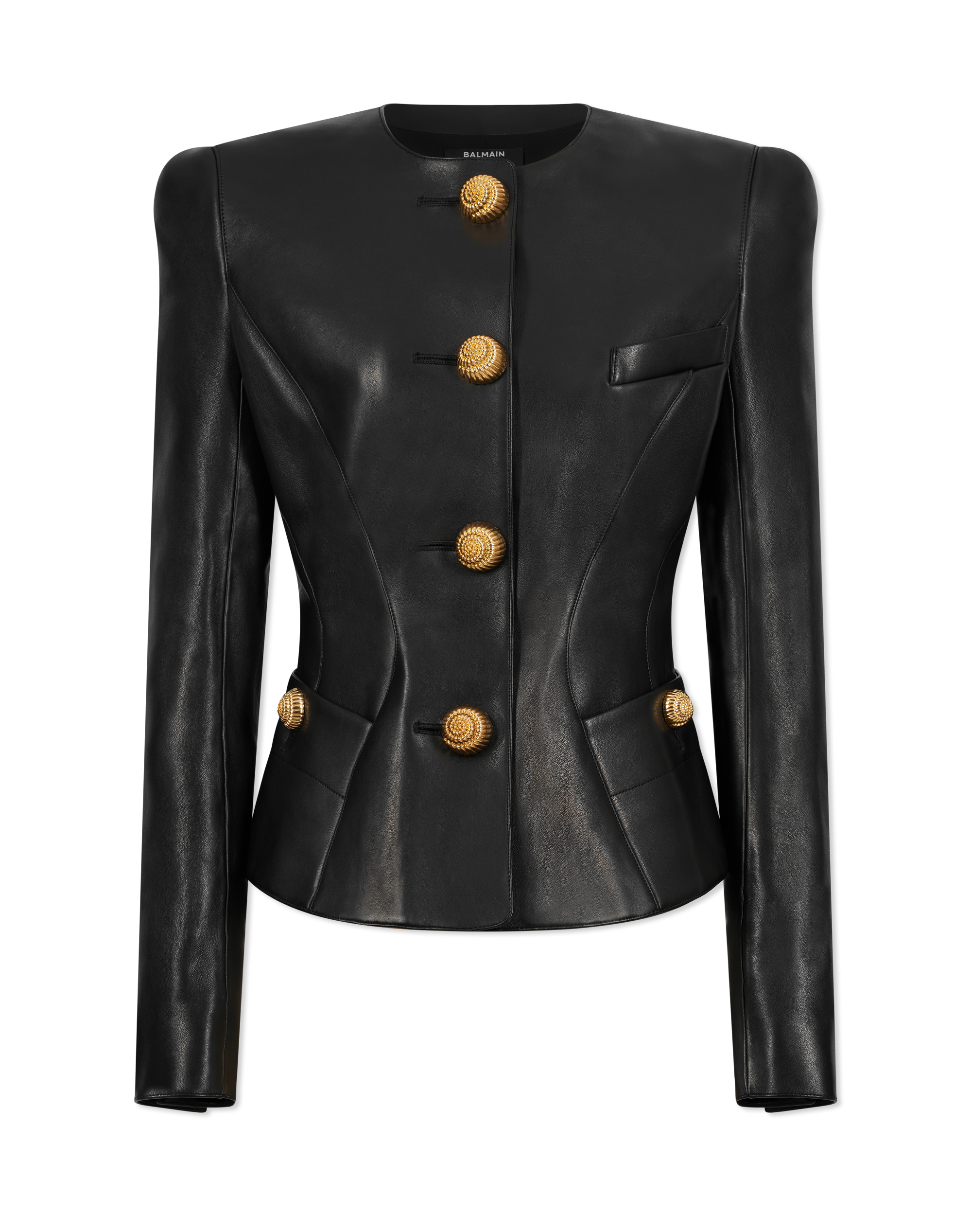 Lambskin Leather Peplum Jacket - DIHSAN