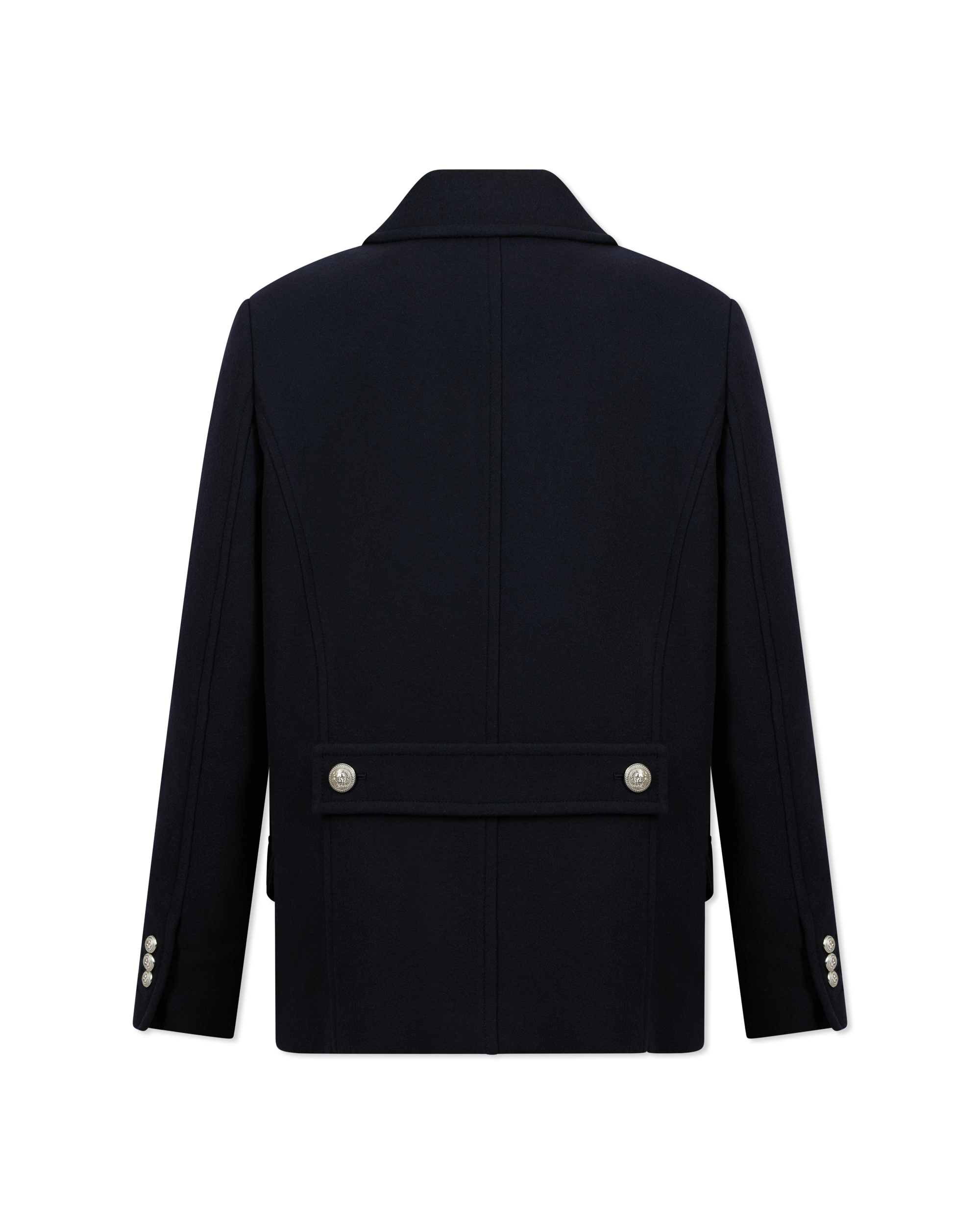 Short Felted Wool Double Breasted Peacoat - DIHSAN