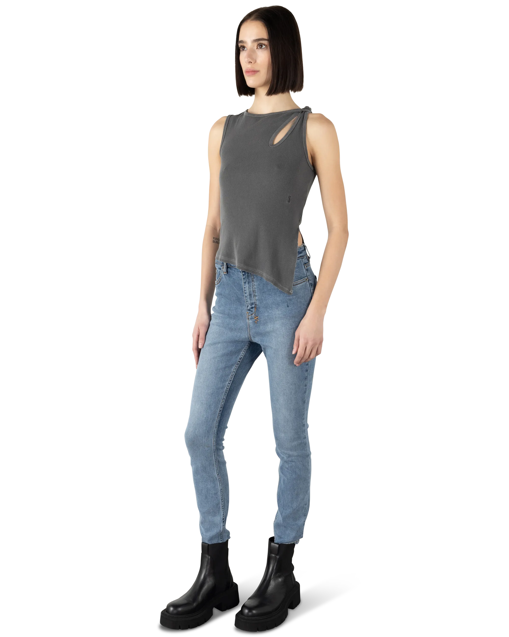 Ksubi Jeans Twisted Asymmetrical Tank