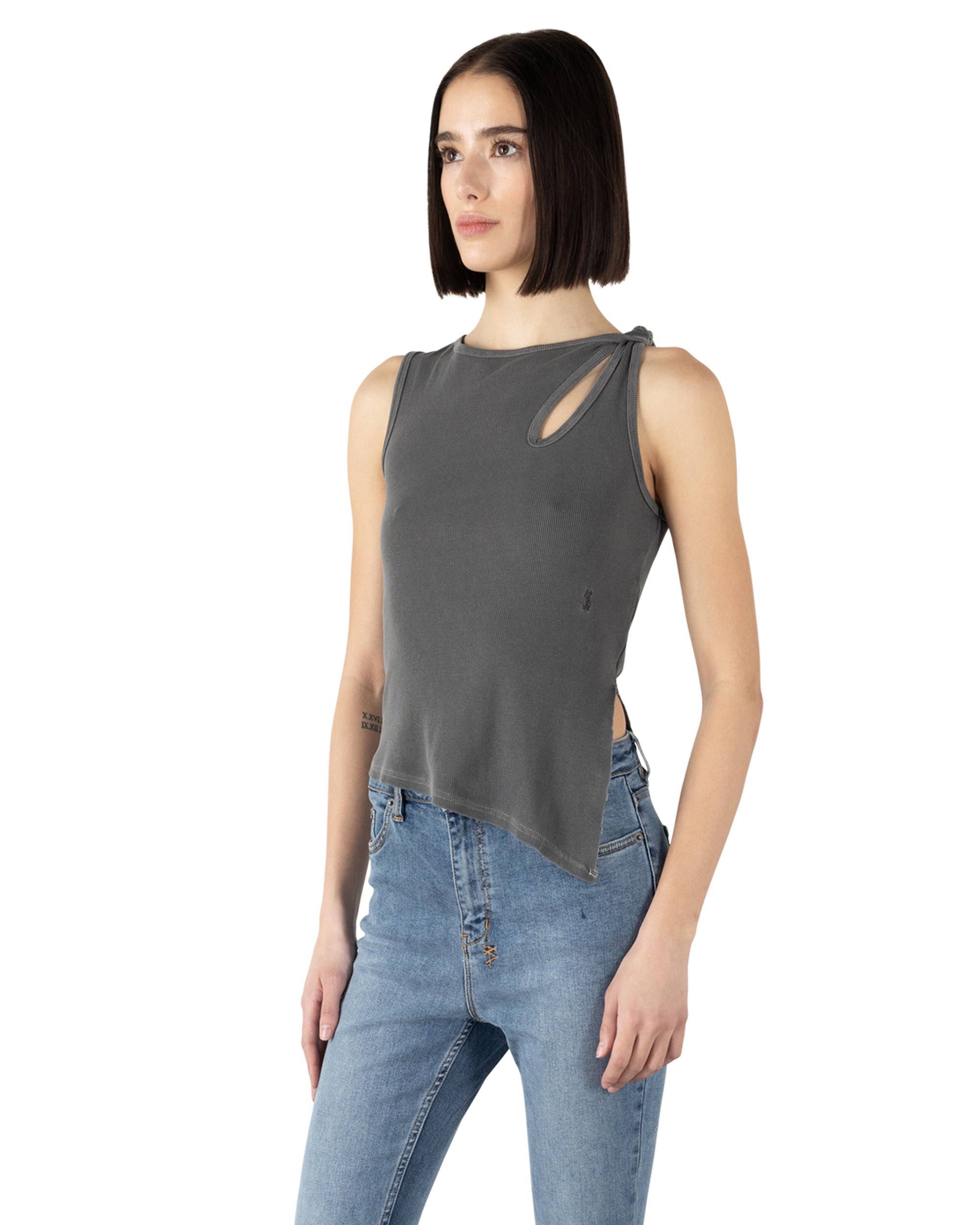 Ksubi Jeans Twisted Asymmetrical Tank