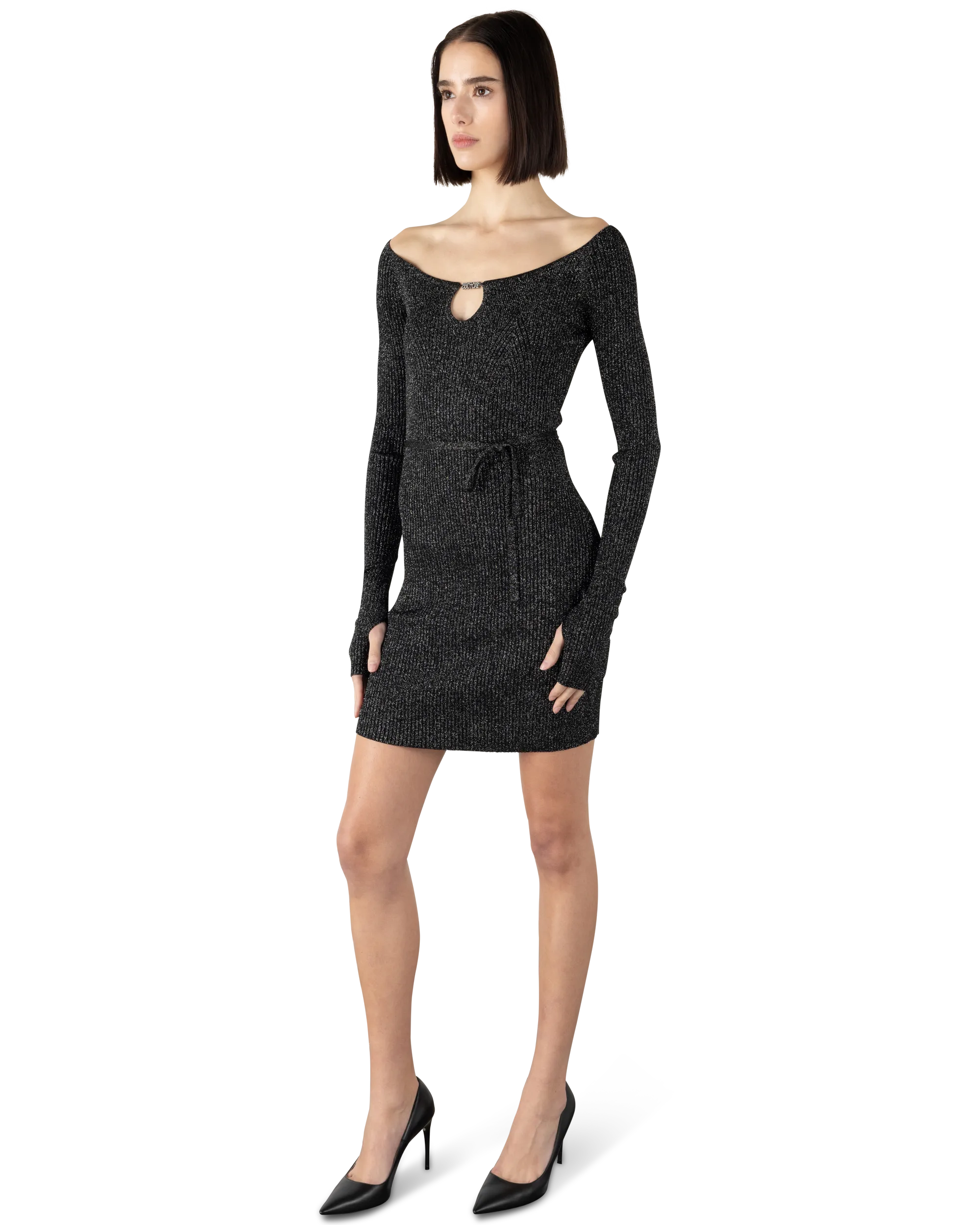 Ribbed Lurex Mini Dress