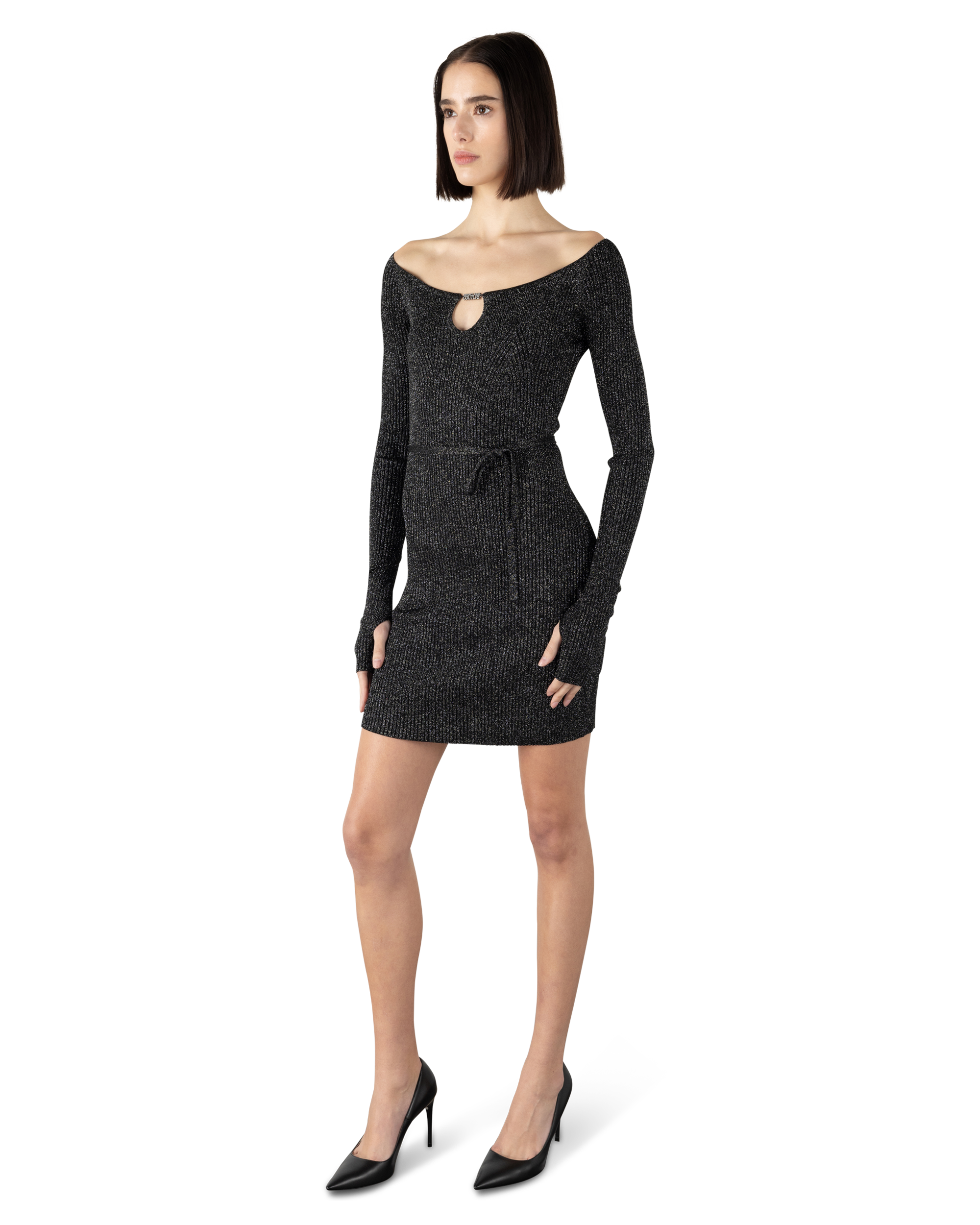 Ribbed Lurex Mini Dress