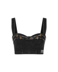 Baroque Buckle Black Bustier Top