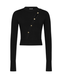 Peek-A-Boo Button Detail Cropped Sweater