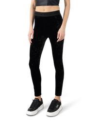 Logo Waistband Velvet Leggings