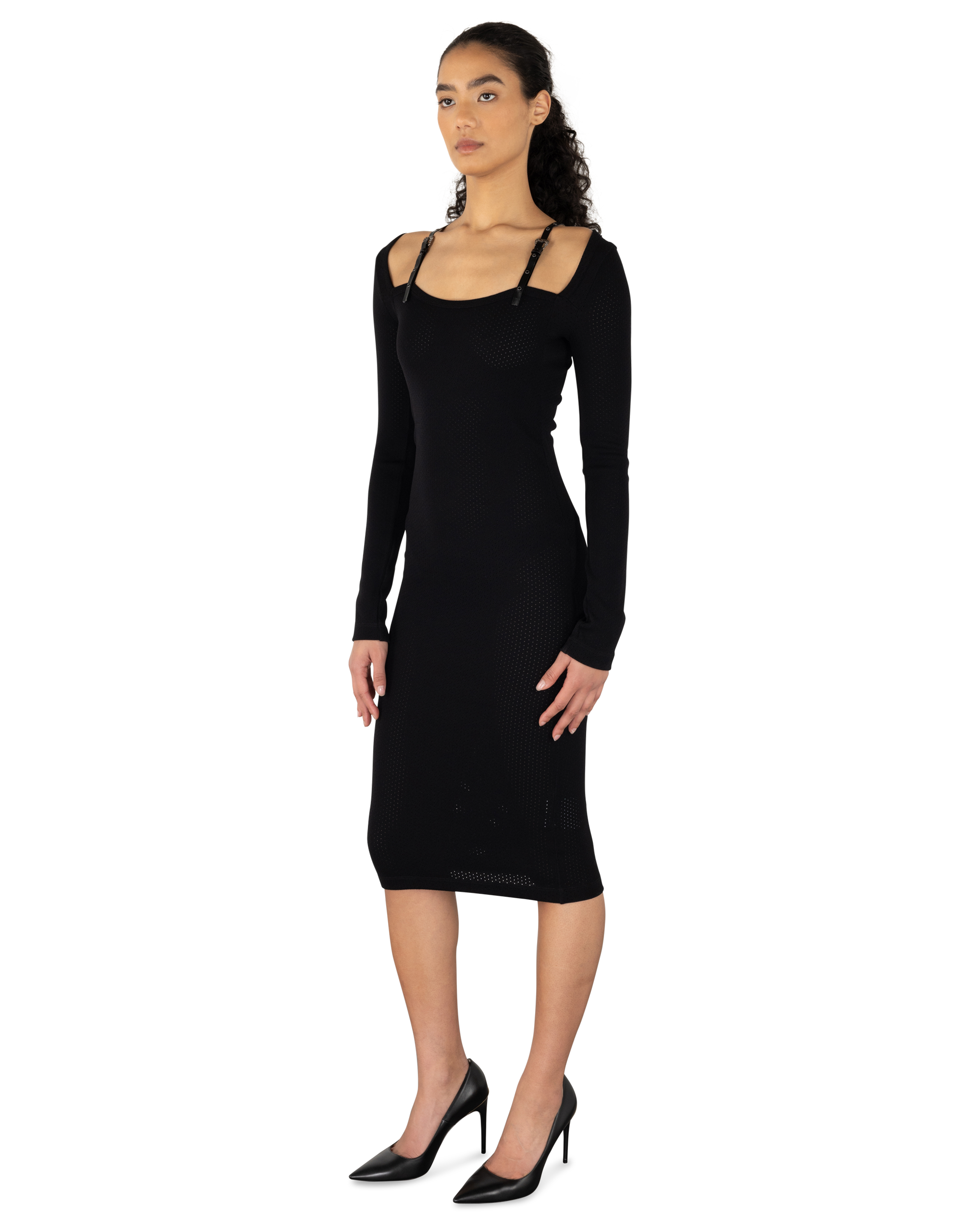 Baroque Buckle Knit Midi Dress