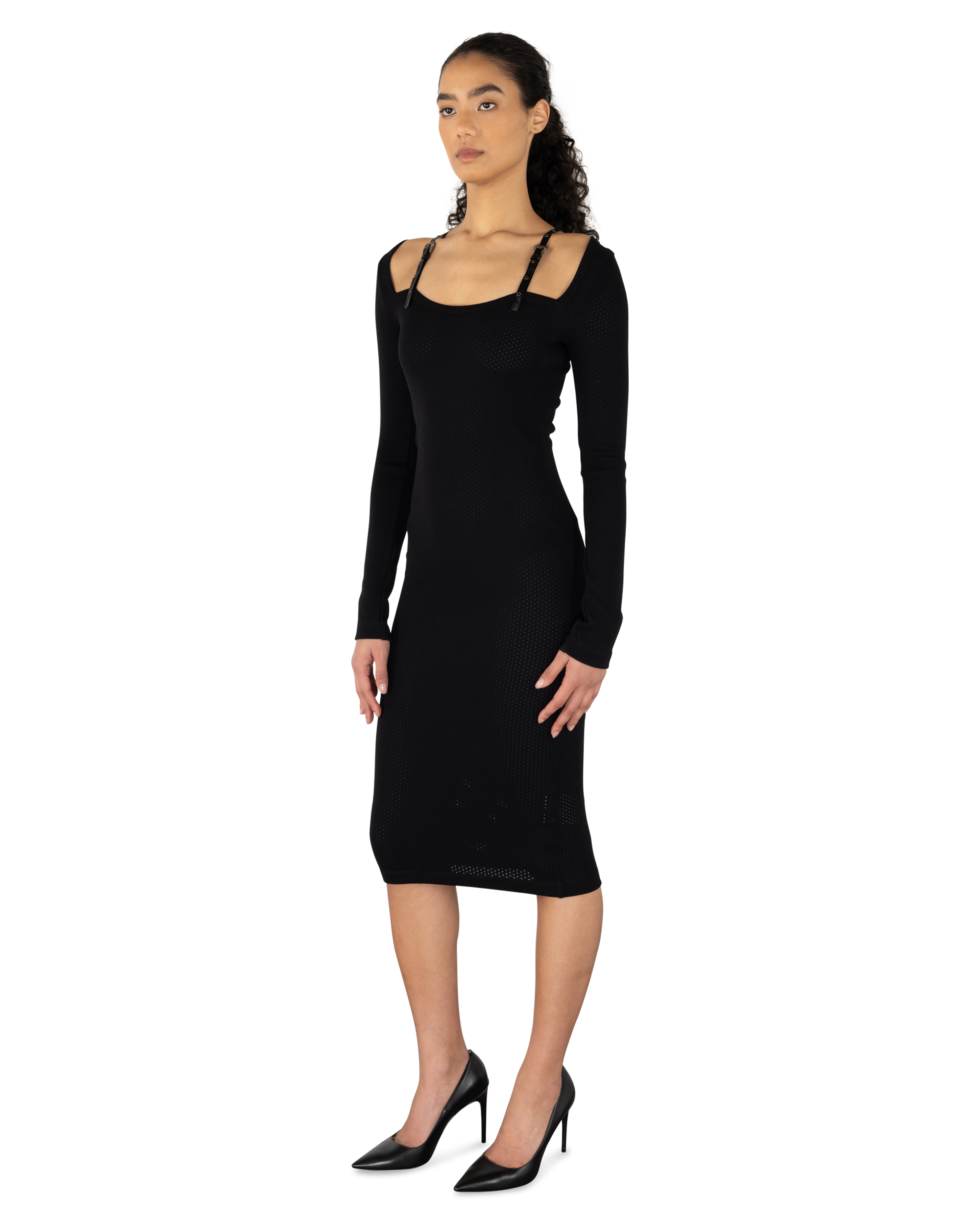 Baroque Buckle Knit Midi Dress