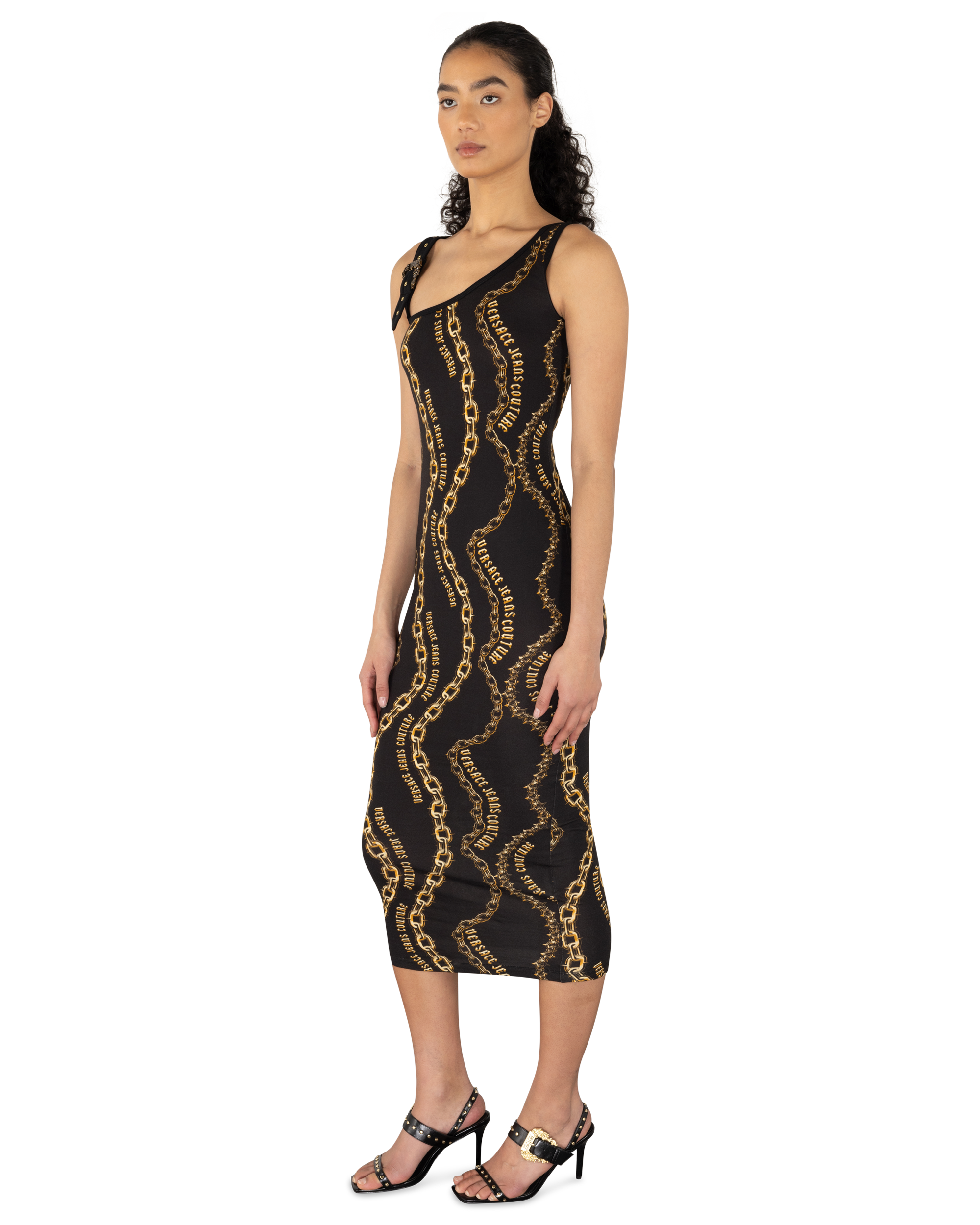 Chain Couture Baroque Buckle Midi Tank Dress