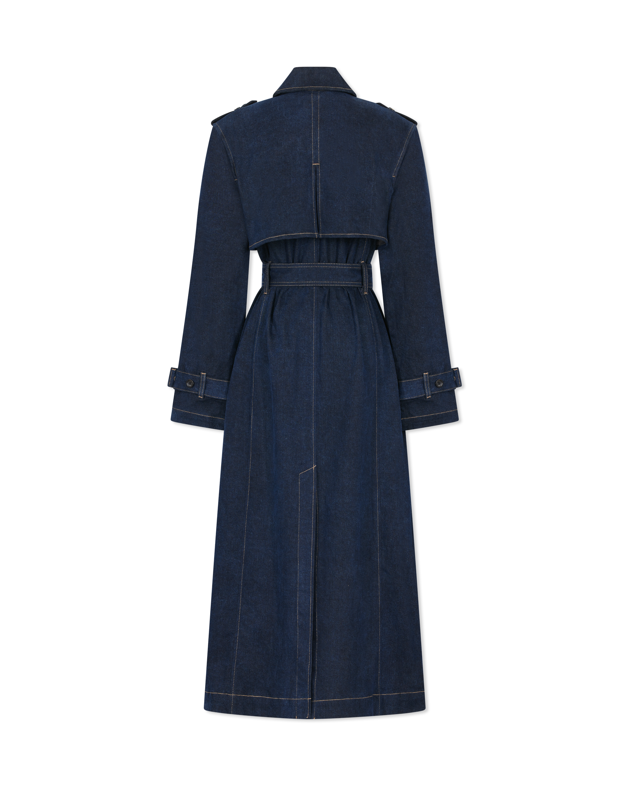 Washed Denim Trench Coat